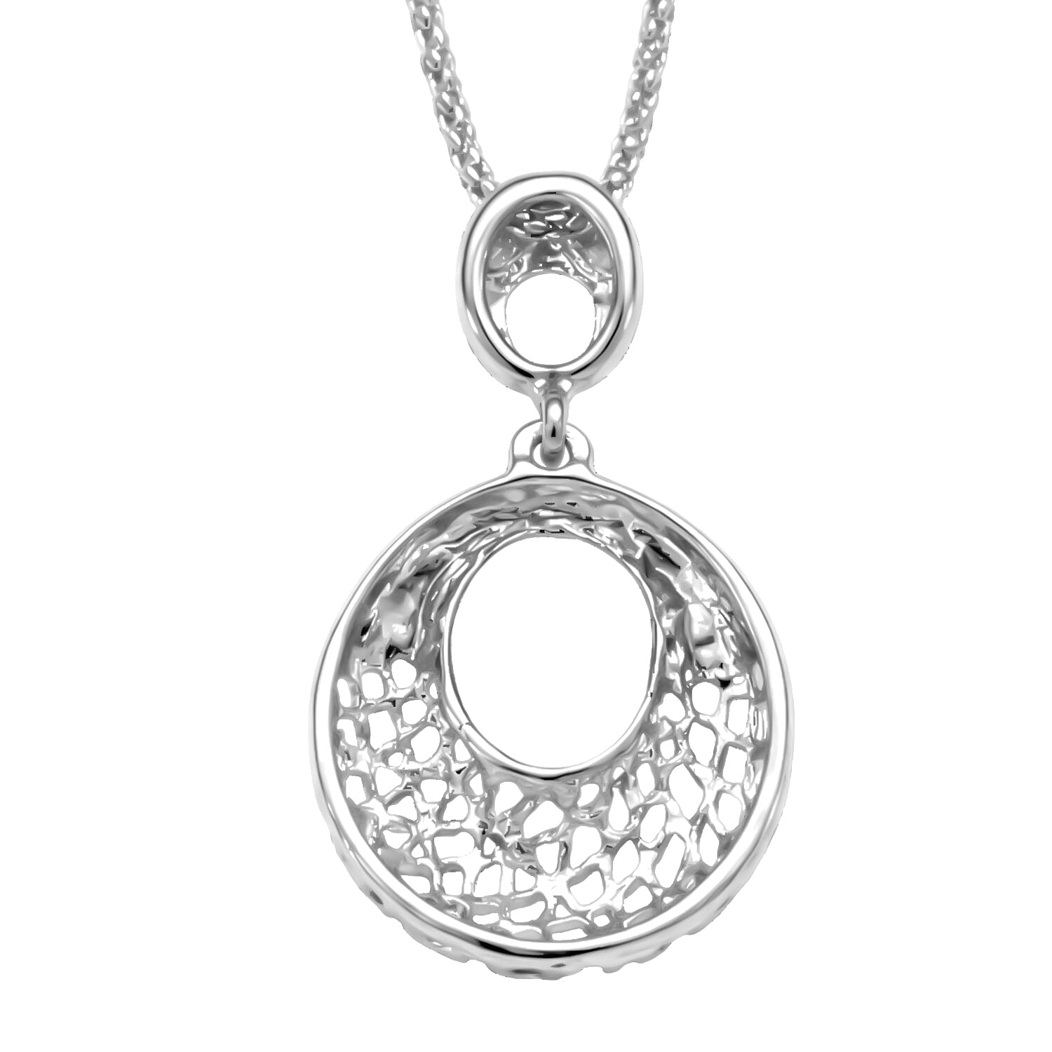 Set of 2 - Necklace (Size - 20-2) & Earring with Push Back in Silver Tone