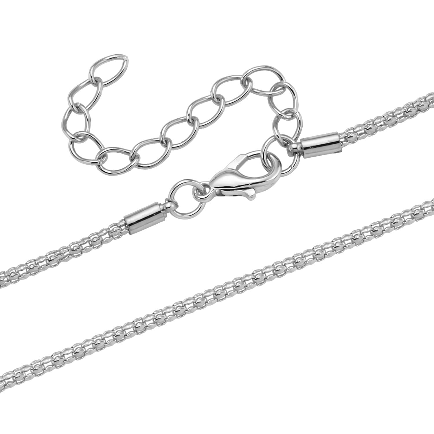 Set of 2 - Necklace (Size - 20-2) & Earring with Push Back in Silver Tone