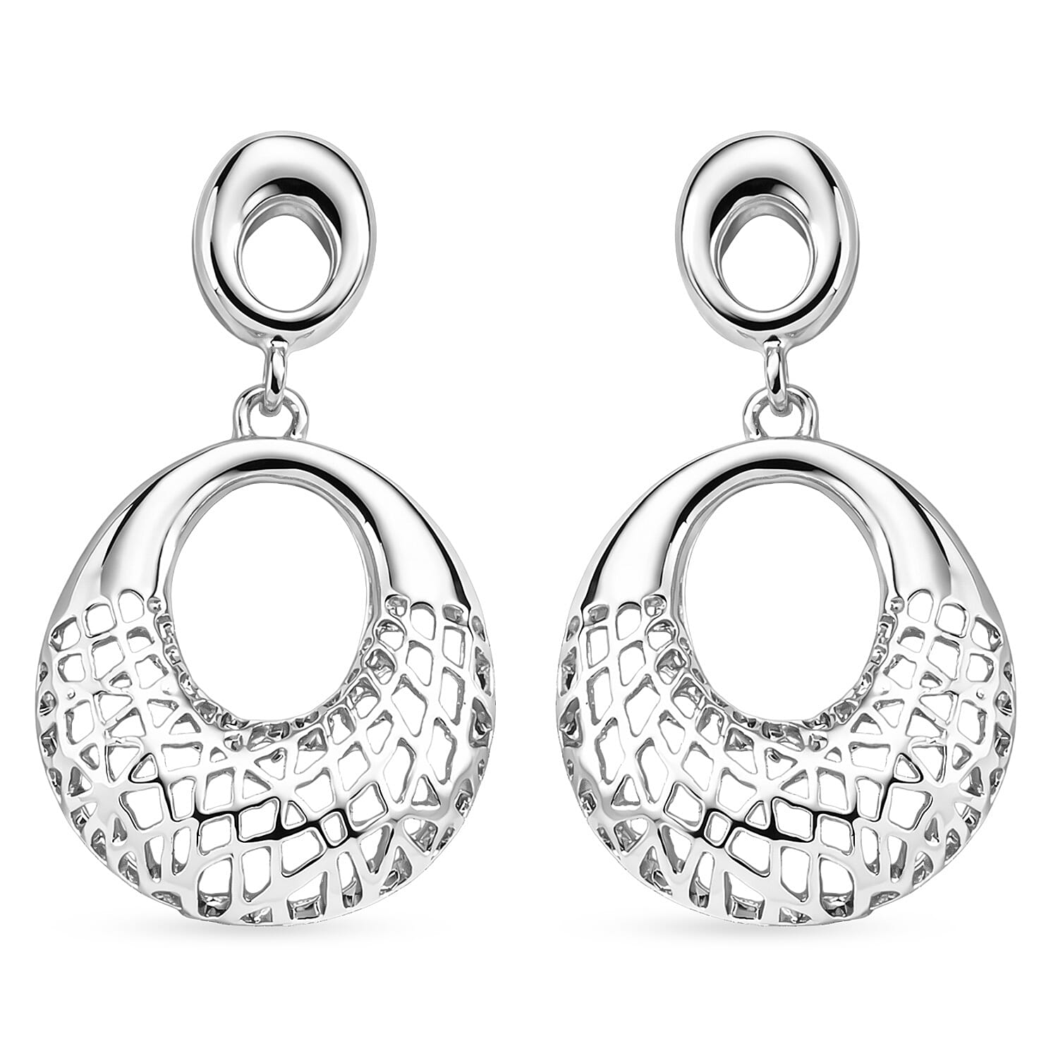 Set of 2 - Necklace (Size - 20-2) & Earring with Push Back in Silver Tone