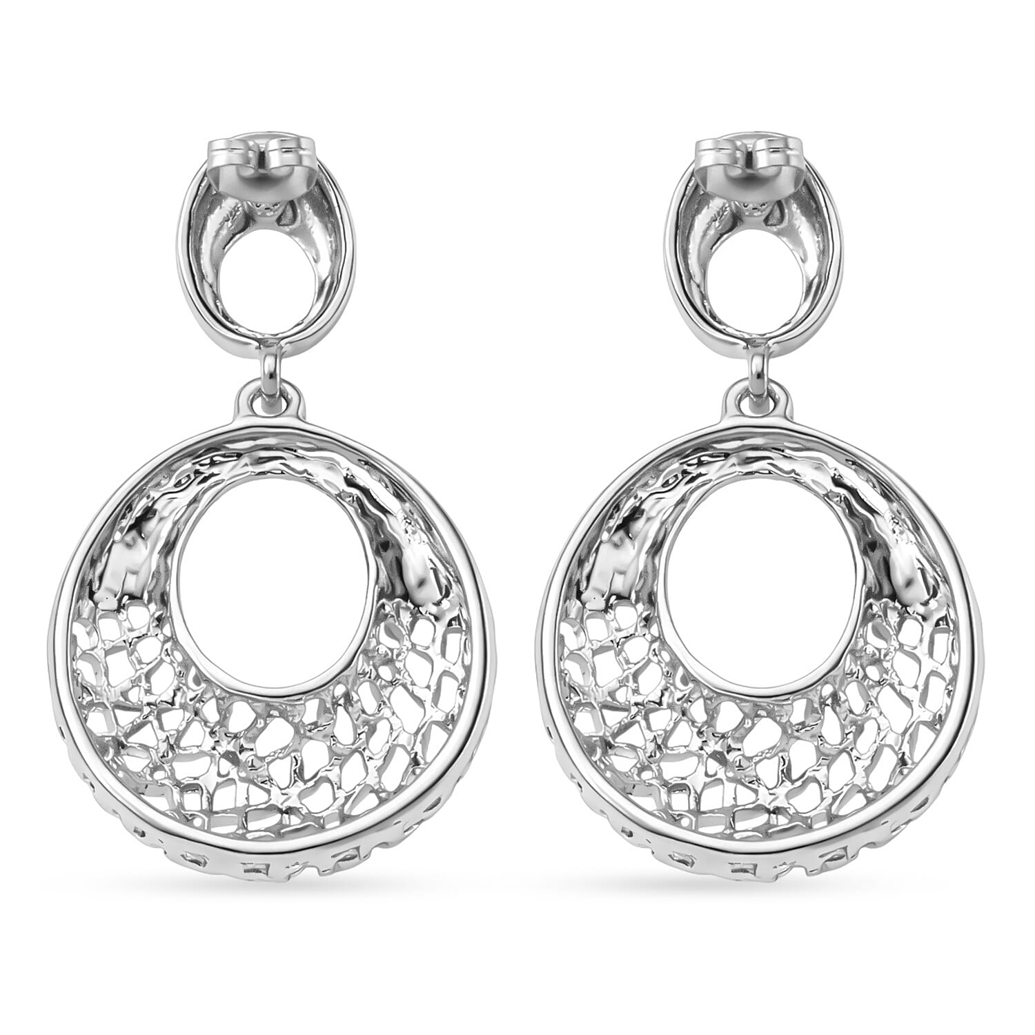 Set of 2 - Necklace (Size - 20-2) & Earring with Push Back in Silver Tone