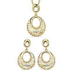 Set of 2 - Necklace (Size - 20-2) & Earring with Push Back in Yellow Gold Tone