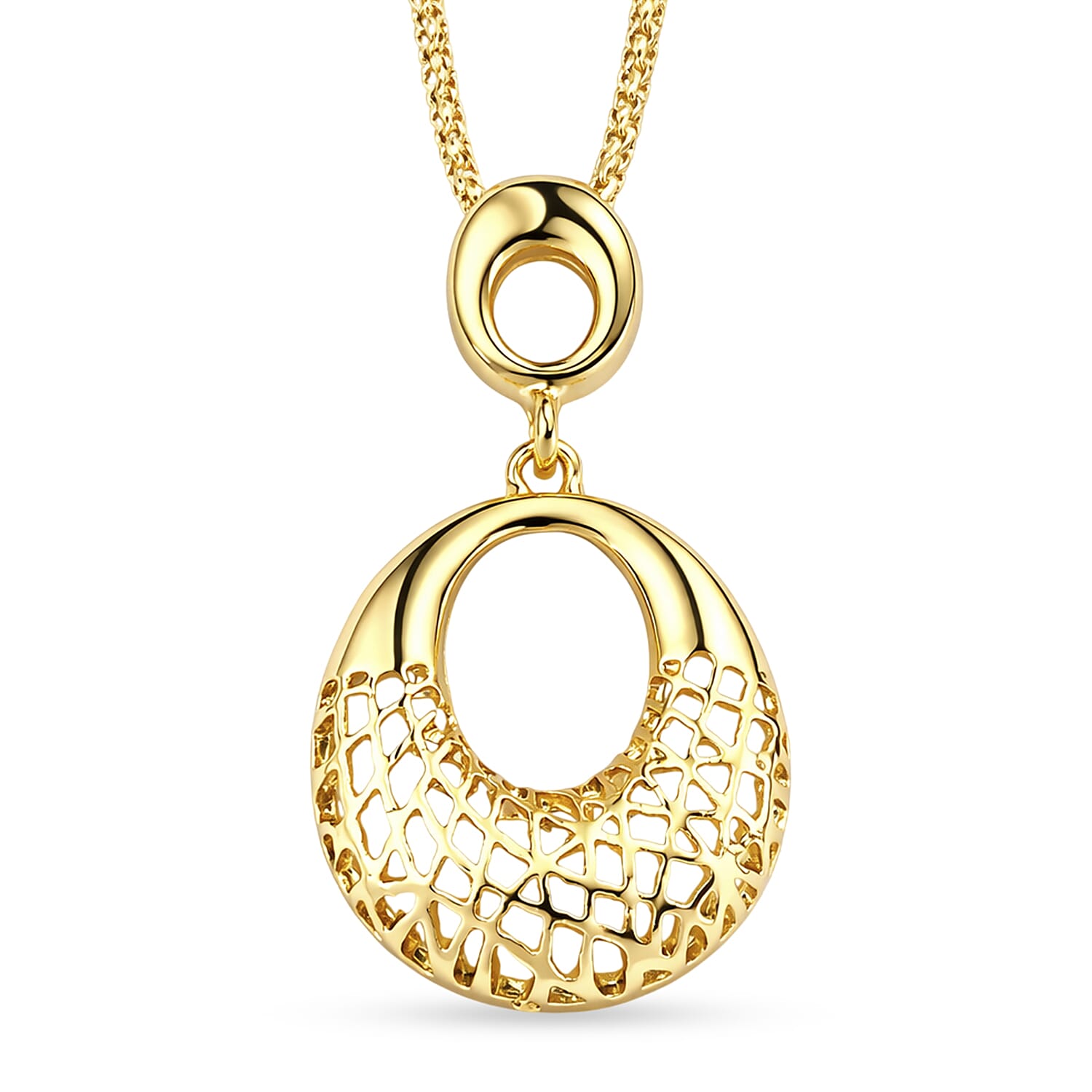 Set of 2 - Necklace (Size - 20-2) & Earring with Push Back in Yellow Gold Tone