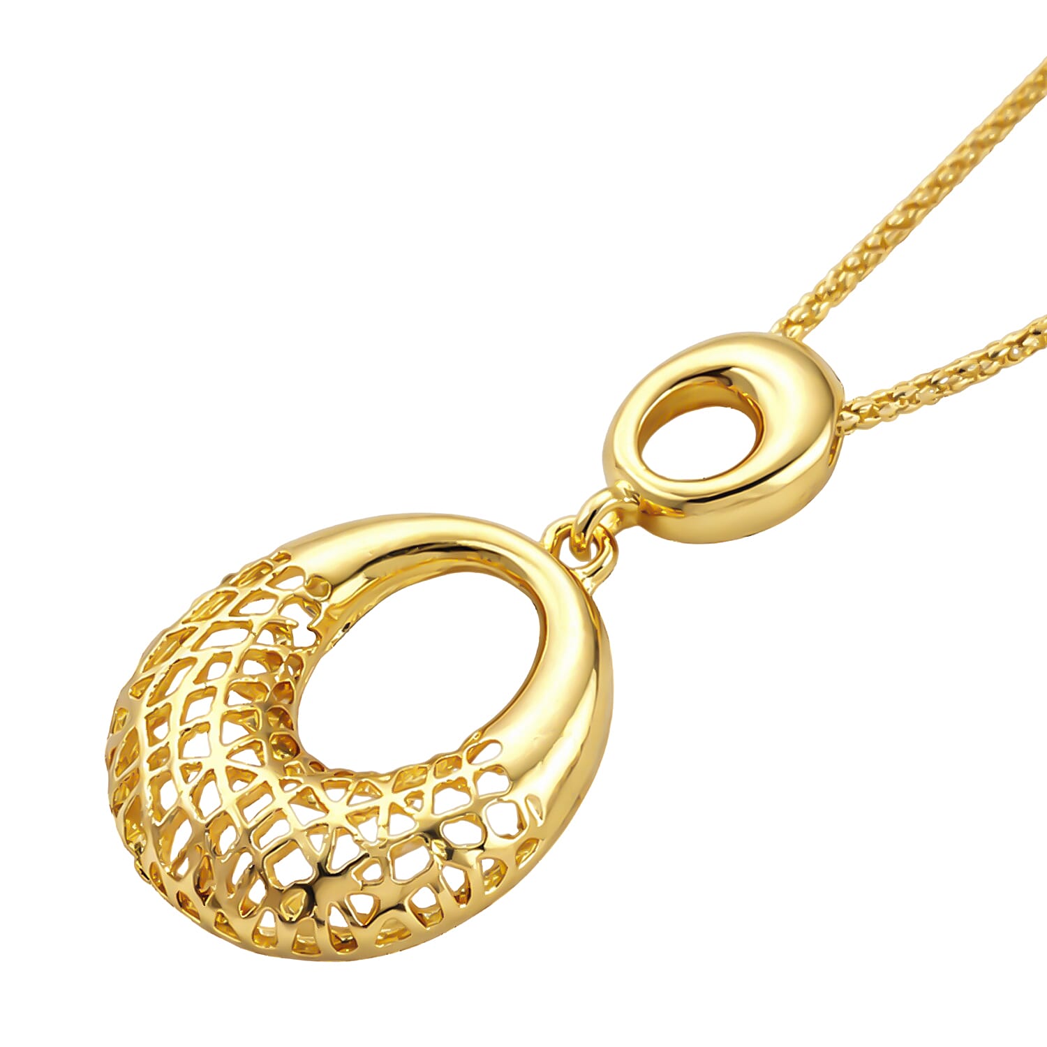 Set of 2 - Necklace (Size - 20-2) & Earring with Push Back in Yellow Gold Tone
