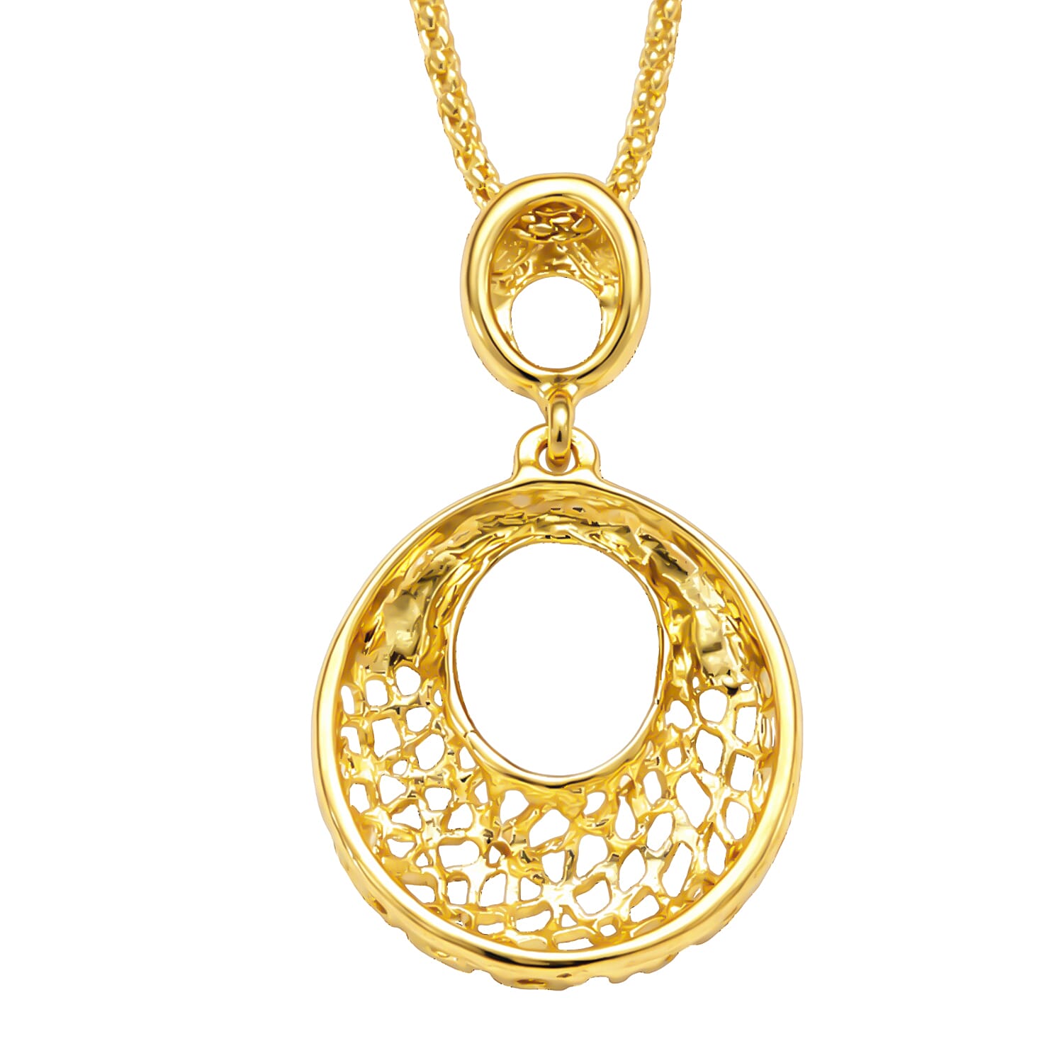 Set of 2 - Necklace (Size - 20-2) & Earring with Push Back in Yellow Gold Tone