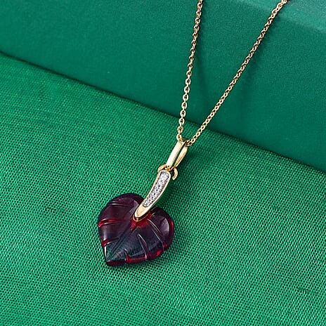 Pink Bi Colour Glass, Kanchanaburi Blue Sapphire & White Zircon Pendant with Chain (Size 20) in 18K Vermeil Yellow Gold Plated Sterling Silver 5.54 Ct.