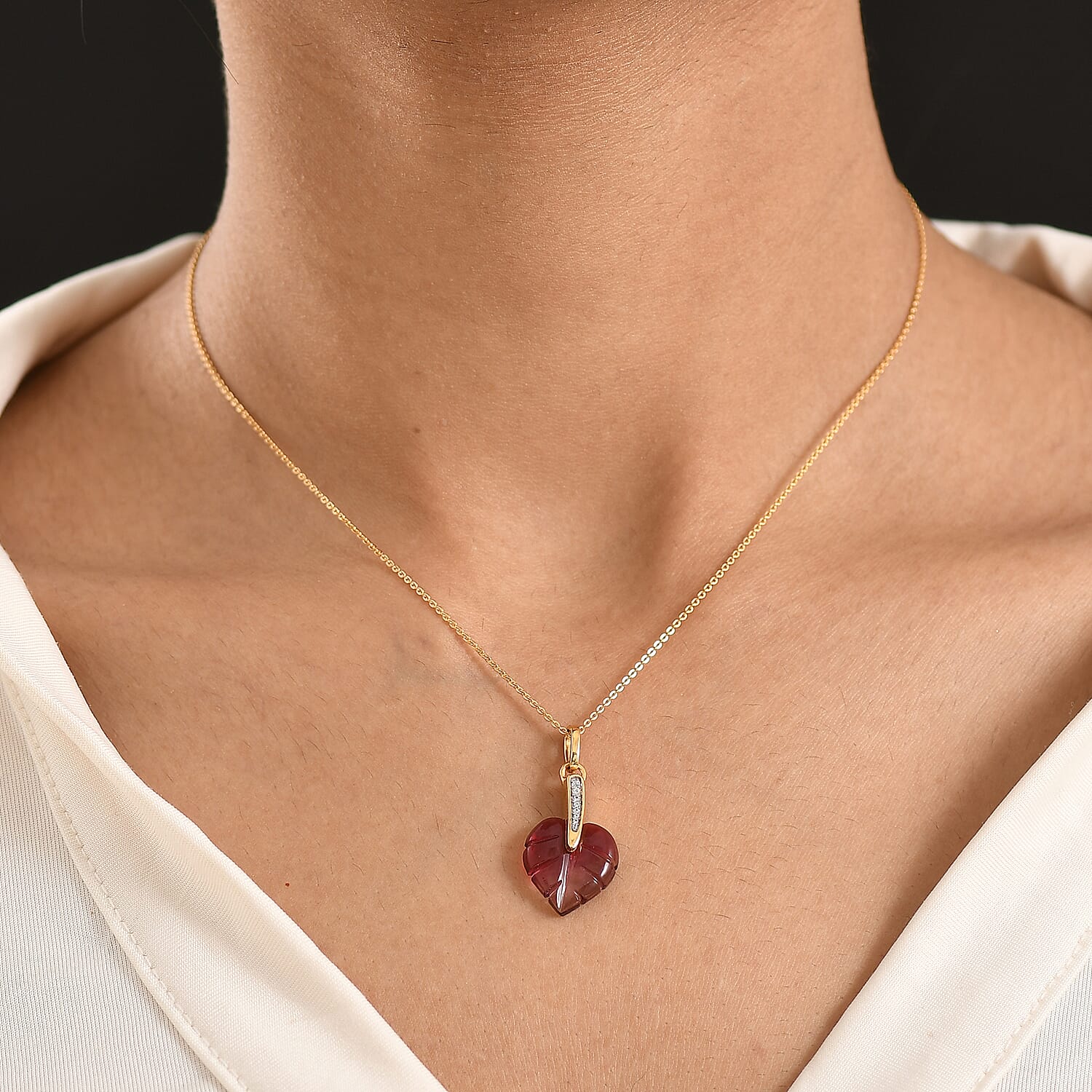 Pink Bi Colour Glass, Kanchanaburi Blue Sapphire & White Zircon Pendant with Chain (Size 20) in 18K Vermeil Yellow Gold Plated Sterling Silver 5.54 Ct.