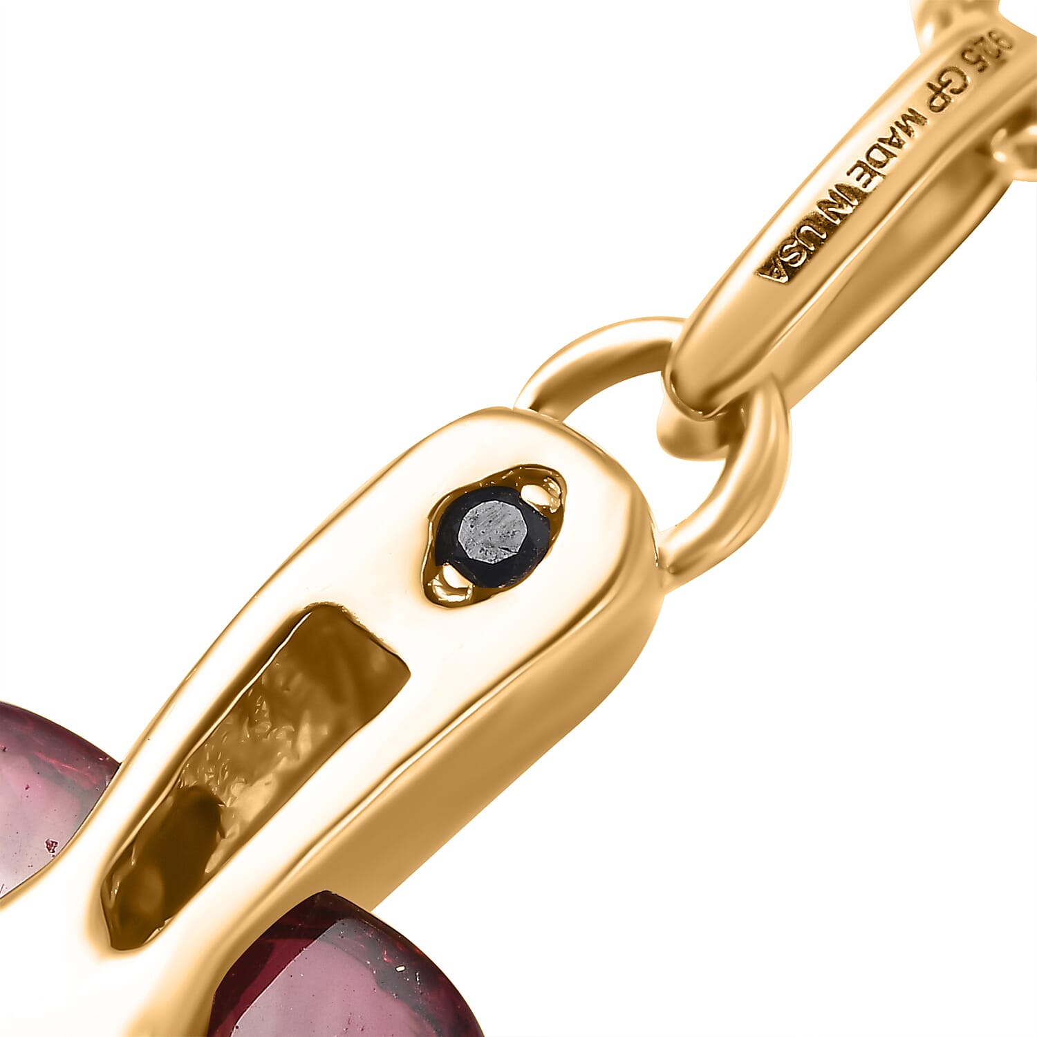 Pink Bi Colour Glass, Kanchanaburi Blue Sapphire & White Zircon Pendant with Chain (Size 20) in 18K Vermeil Yellow Gold Plated Sterling Silver 5.54 Ct.