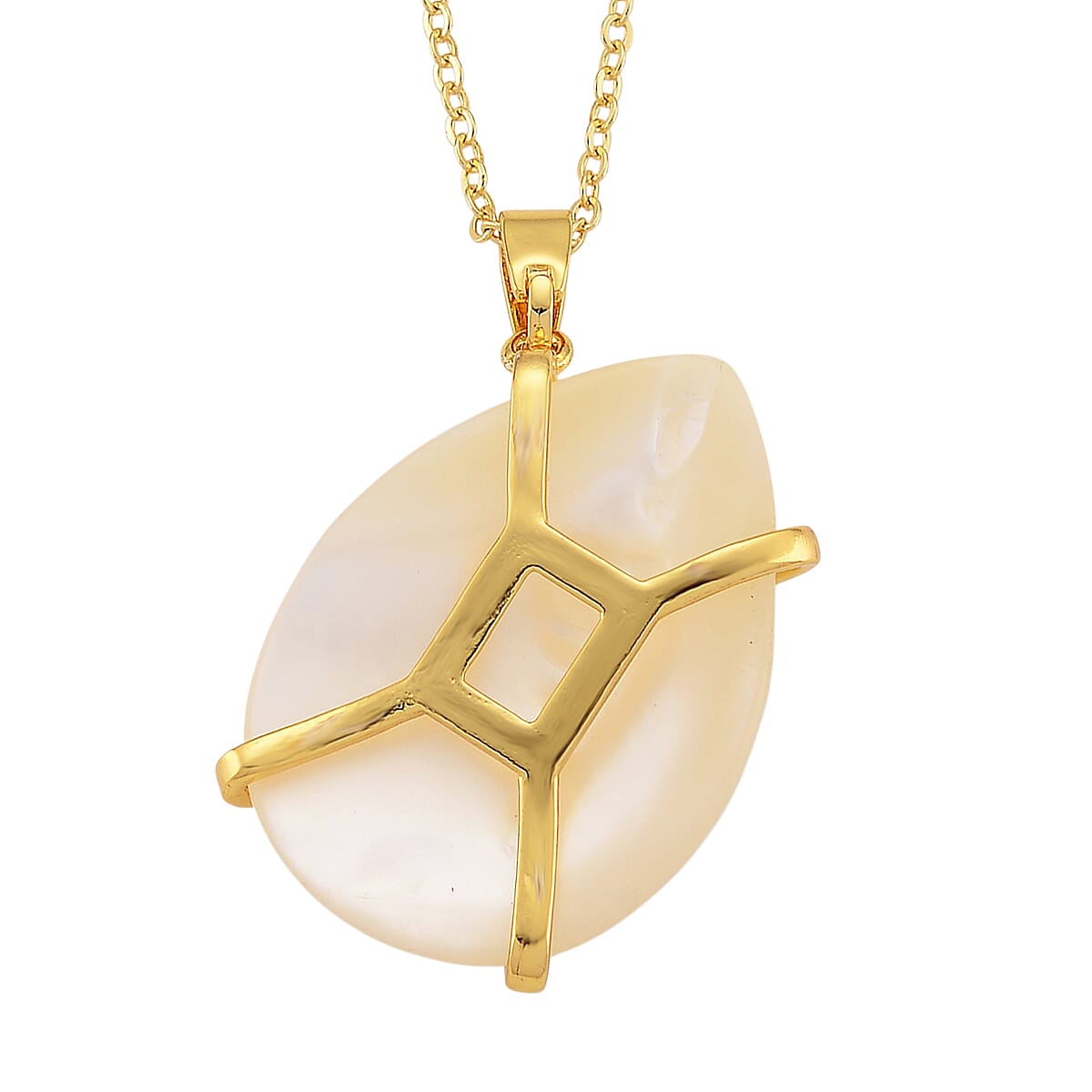 White Keshi Pearl & Multi Color Cubic Zirconia Pendant with Chain (Size 20-2 Ext) 15.00 Ct.