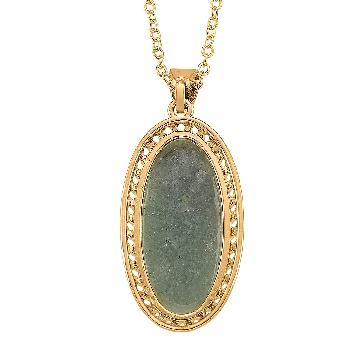 Green Aventurine Pendant with Chain (Size 19-2 Ext) 25.00 Ct.