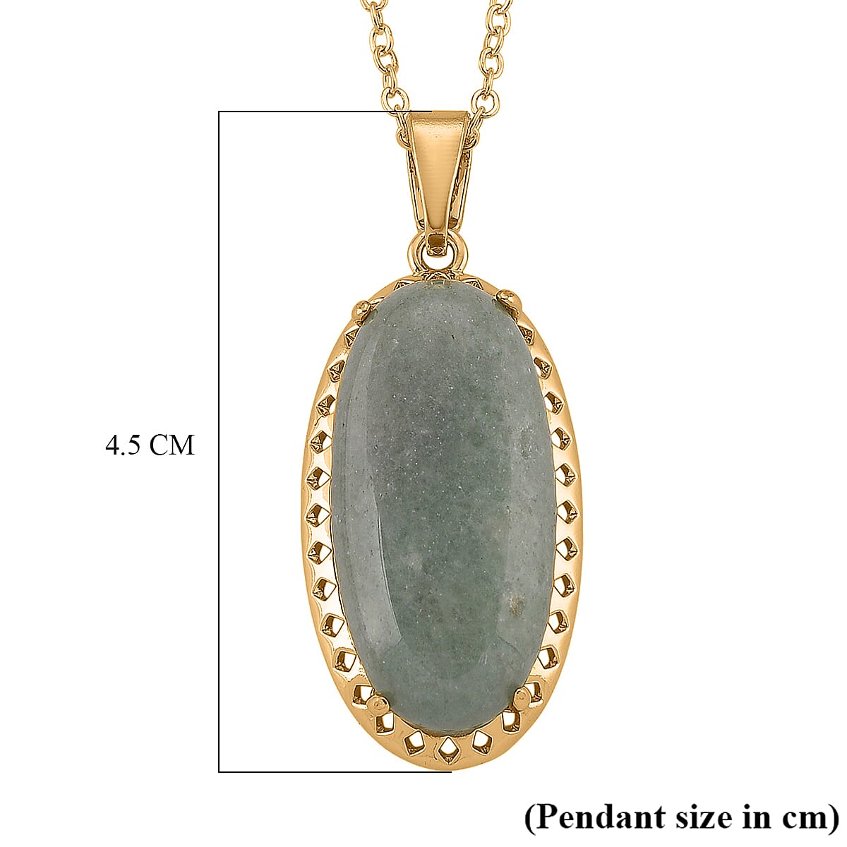 Green Aventurine Pendant with Chain (Size 19-2 Ext) 25.00 Ct.