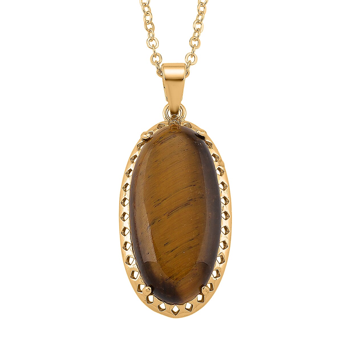 Tigers Eye Pendant with Chain (Size 19-2 Ext) 25.00 Ct.