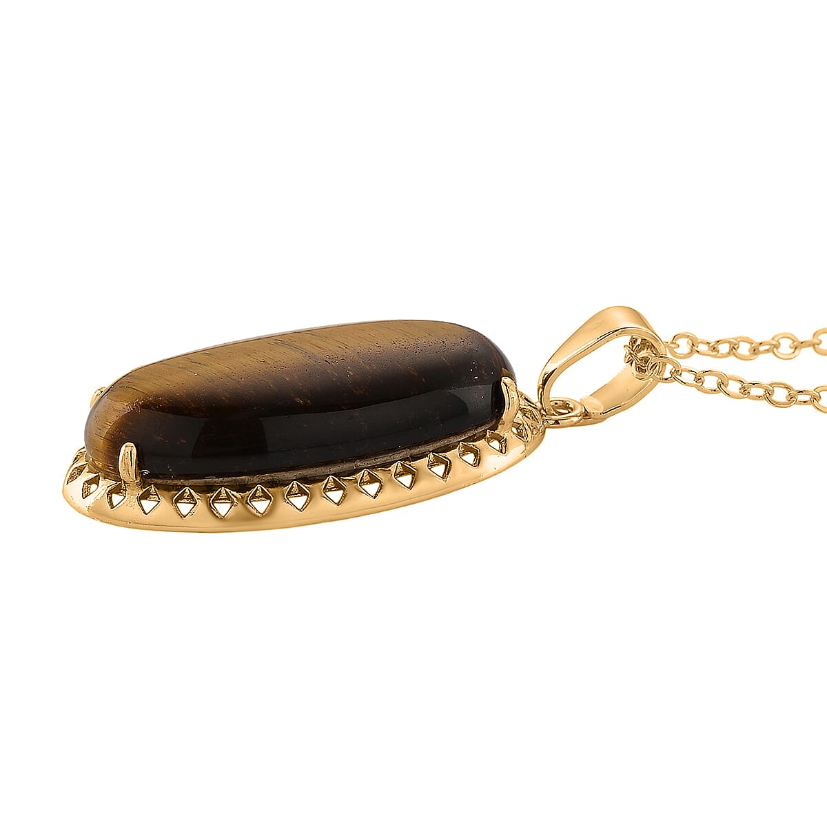 Tigers Eye Pendant with Chain (Size 19-2 Ext) 25.00 Ct.