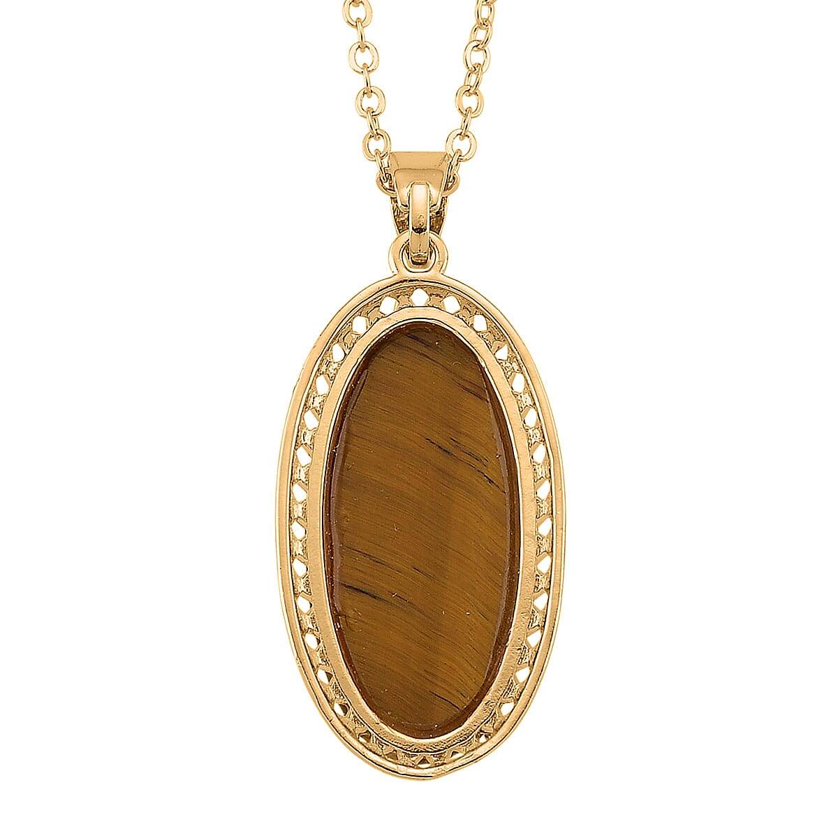 Tigers Eye Pendant with Chain (Size 19-2 Ext) 25.00 Ct.