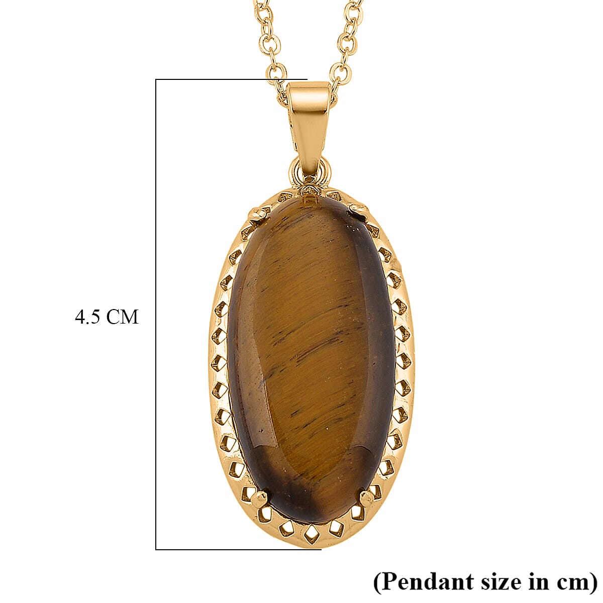 Tigers Eye Pendant with Chain (Size 19-2 Ext) 25.00 Ct.