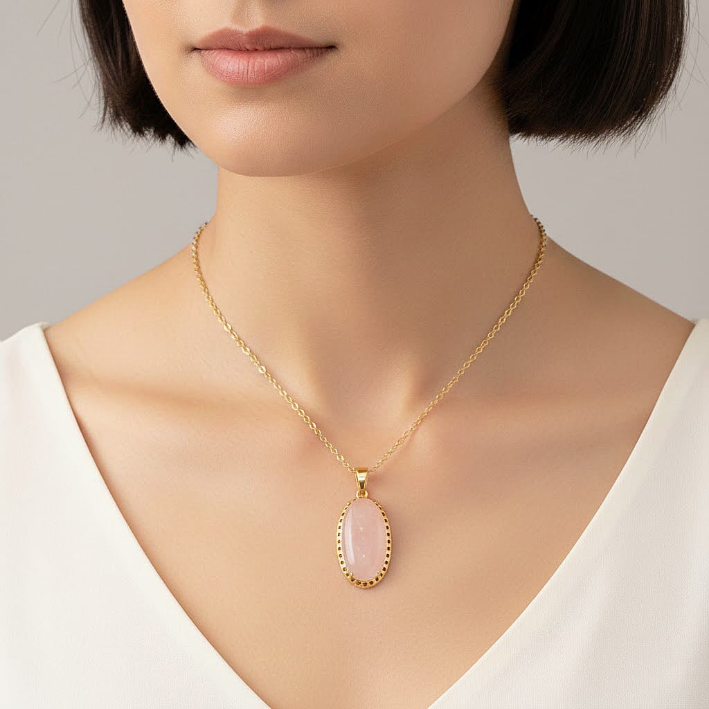 Rose Quartz Pendant with Chain (Size 19-2 Ext) 25.00 Ct.