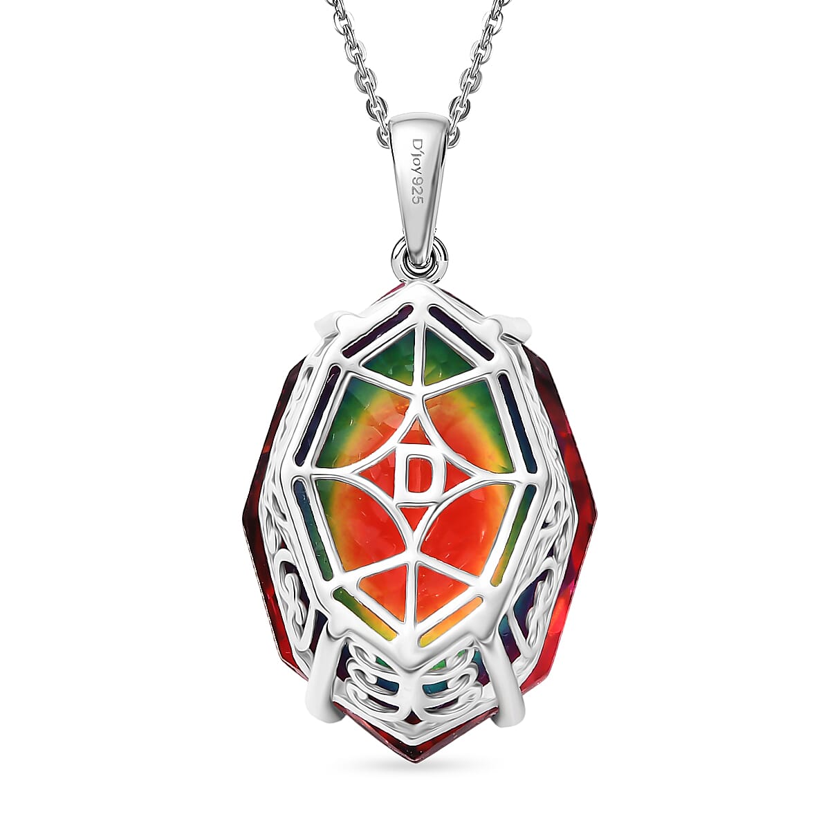 D'Joy Nebula Quartz Doublet Pendant with Chain (Size 20) in Rhodium Overlay Sterling Silver 22.80 Ct.