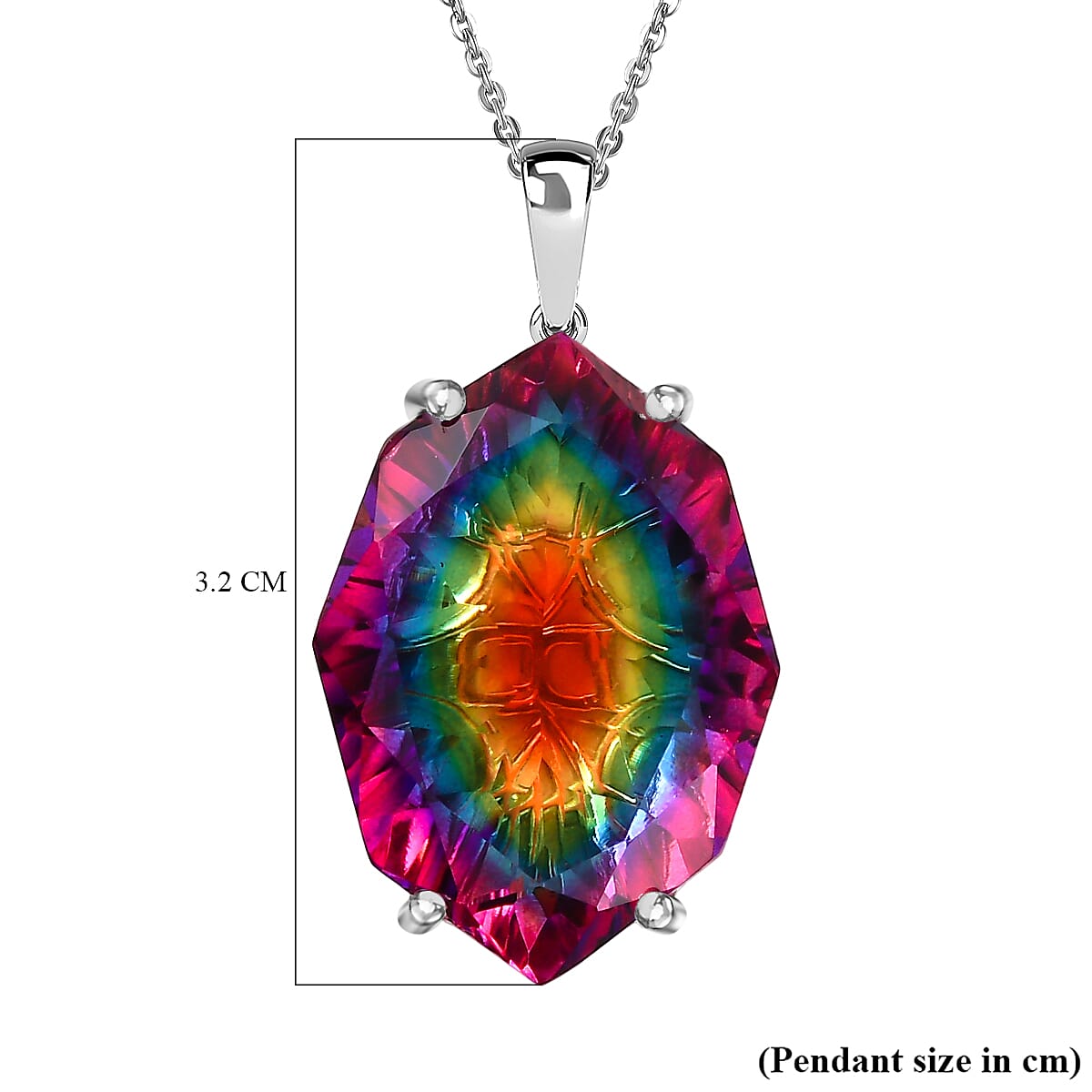 D'Joy Nebula Quartz Doublet Pendant with Chain (Size 20) in Rhodium Overlay Sterling Silver 22.80 Ct.