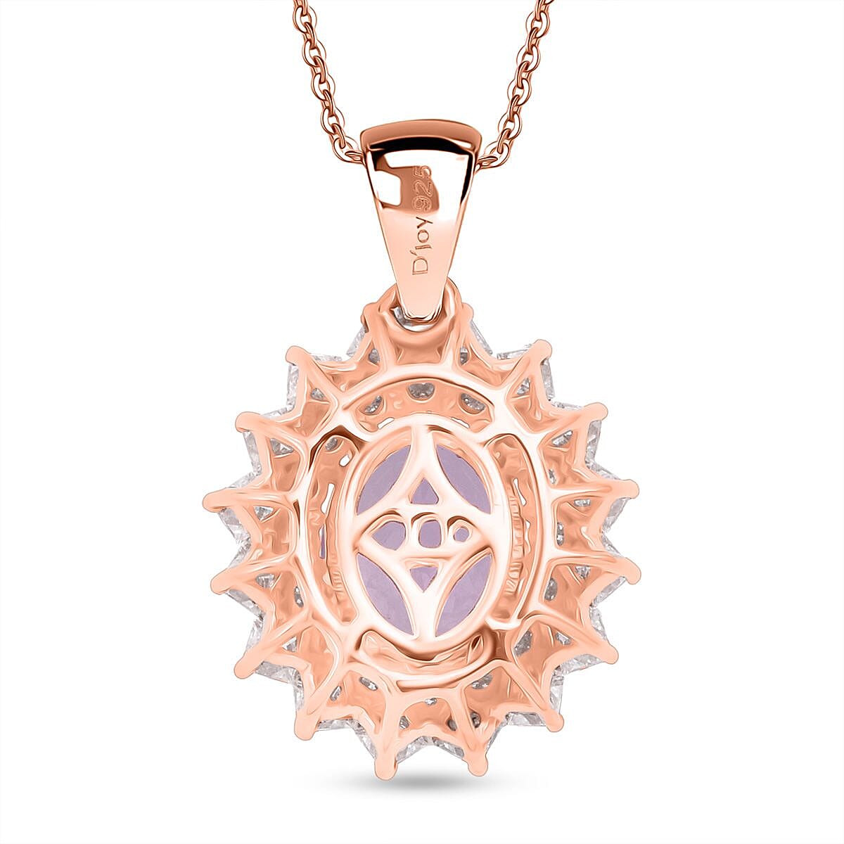 Patroke Kunzite,  Moissanite Pendant with Chain (Size 20) in 18K RG Vermeil Sterling Silver 1.31 ct  4.870  Ct.