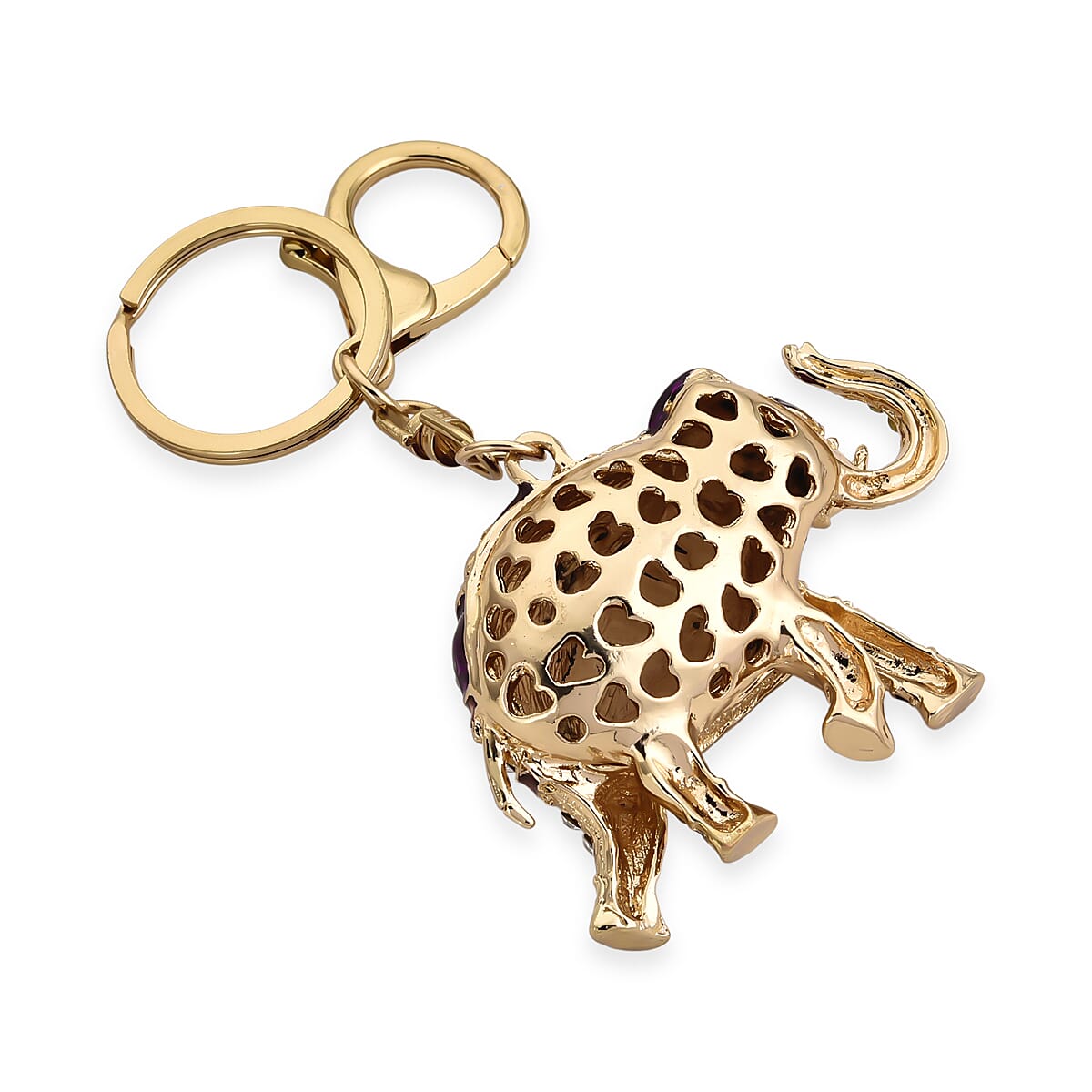 Set of 2 - Multi-Colour Crystal Keychain in Frog & Elephant Design