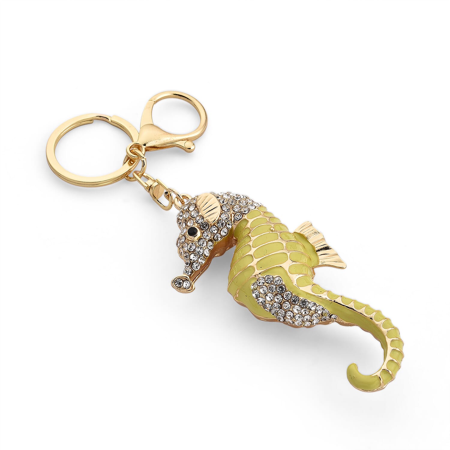 Set of 2 - Multi-Colour Crystal Keychain in Pineapple & Seahorse Design