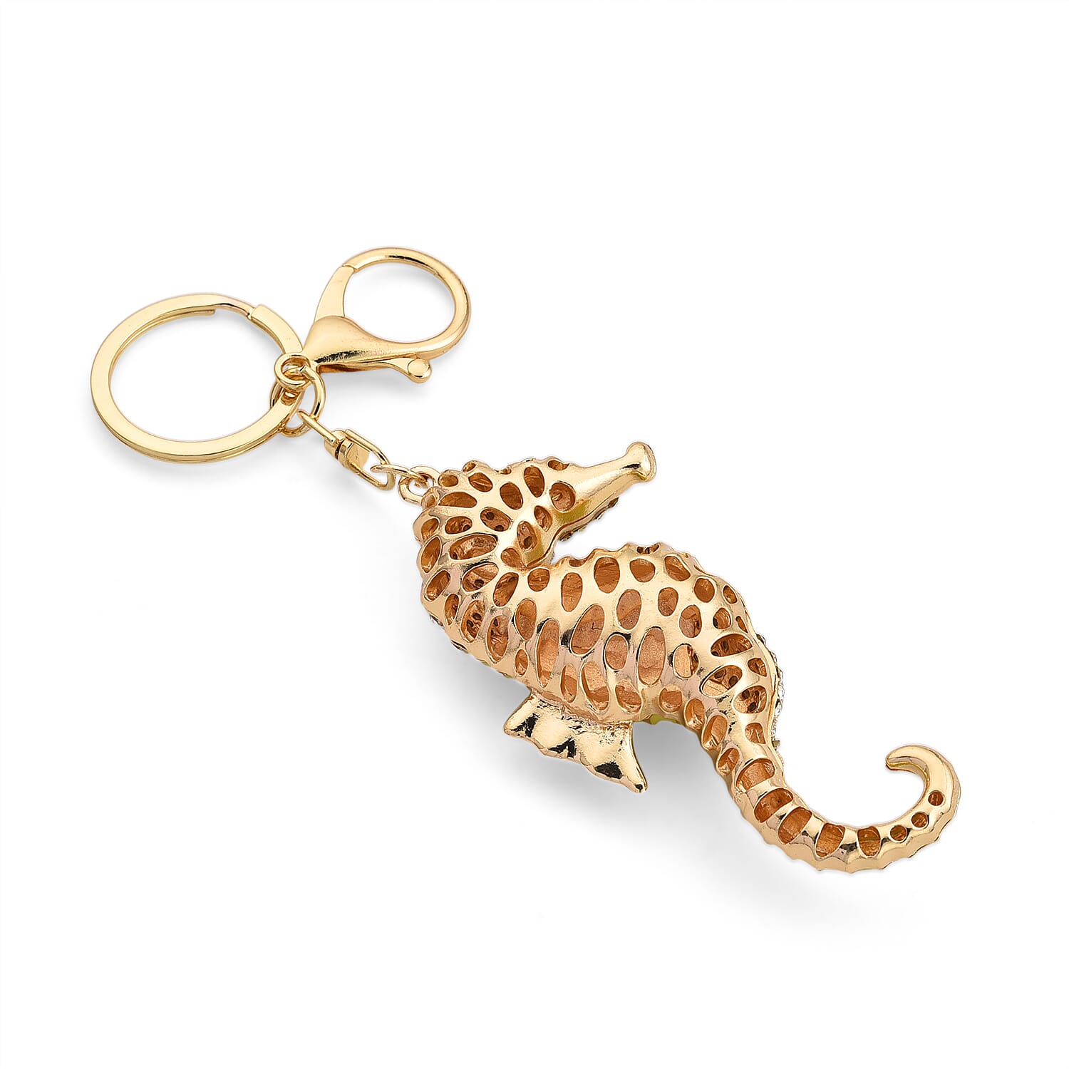 Set of 2 - Multi-Colour Crystal Keychain in Pineapple & Seahorse Design