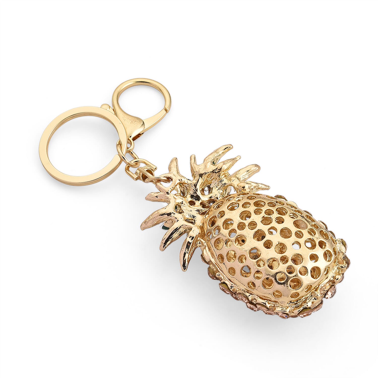 Set of 2 - Multi-Colour Crystal Keychain in Pineapple & Seahorse Design