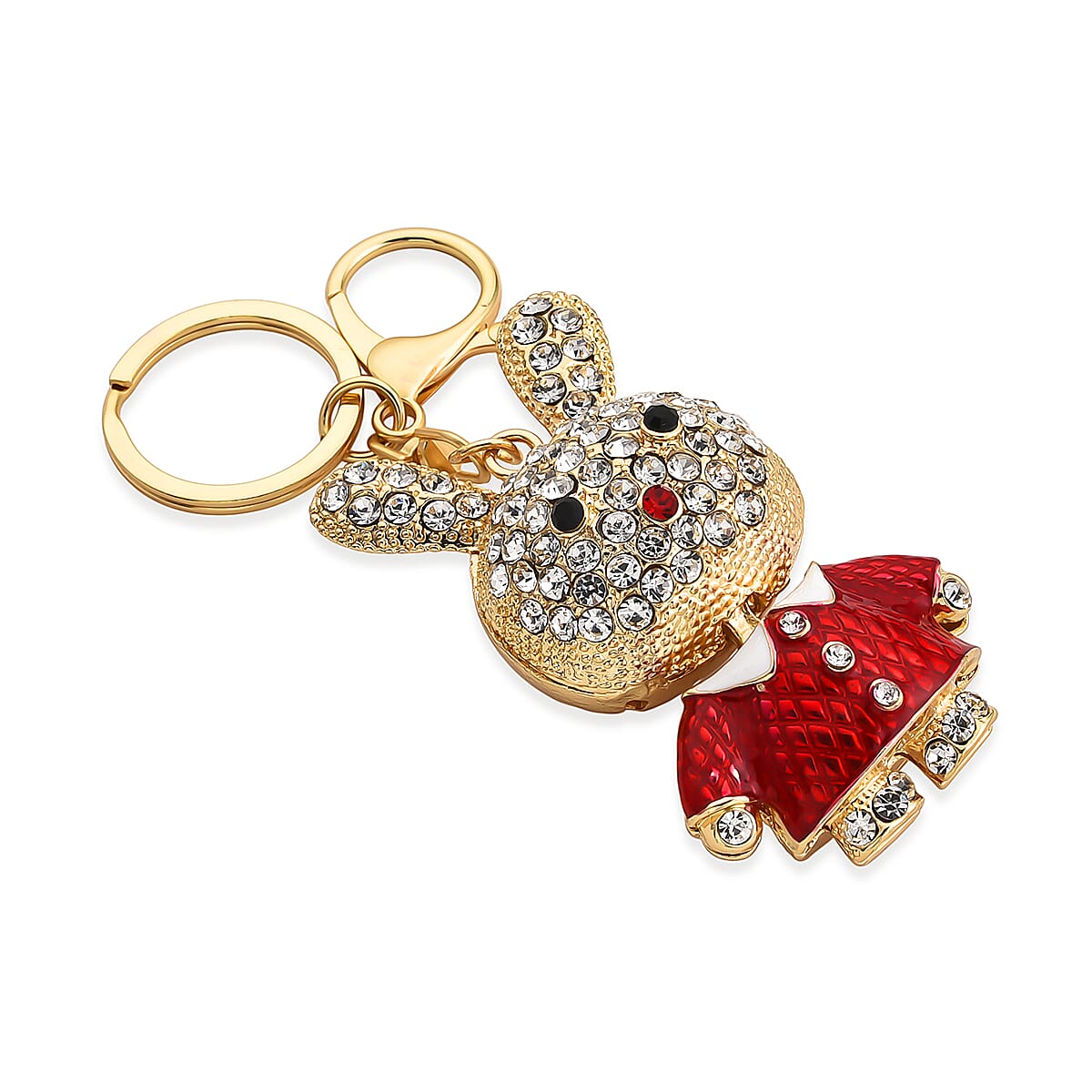 Set of 2 - Multi-Color Crystal Keychain in Tortoise & Rabbit Design