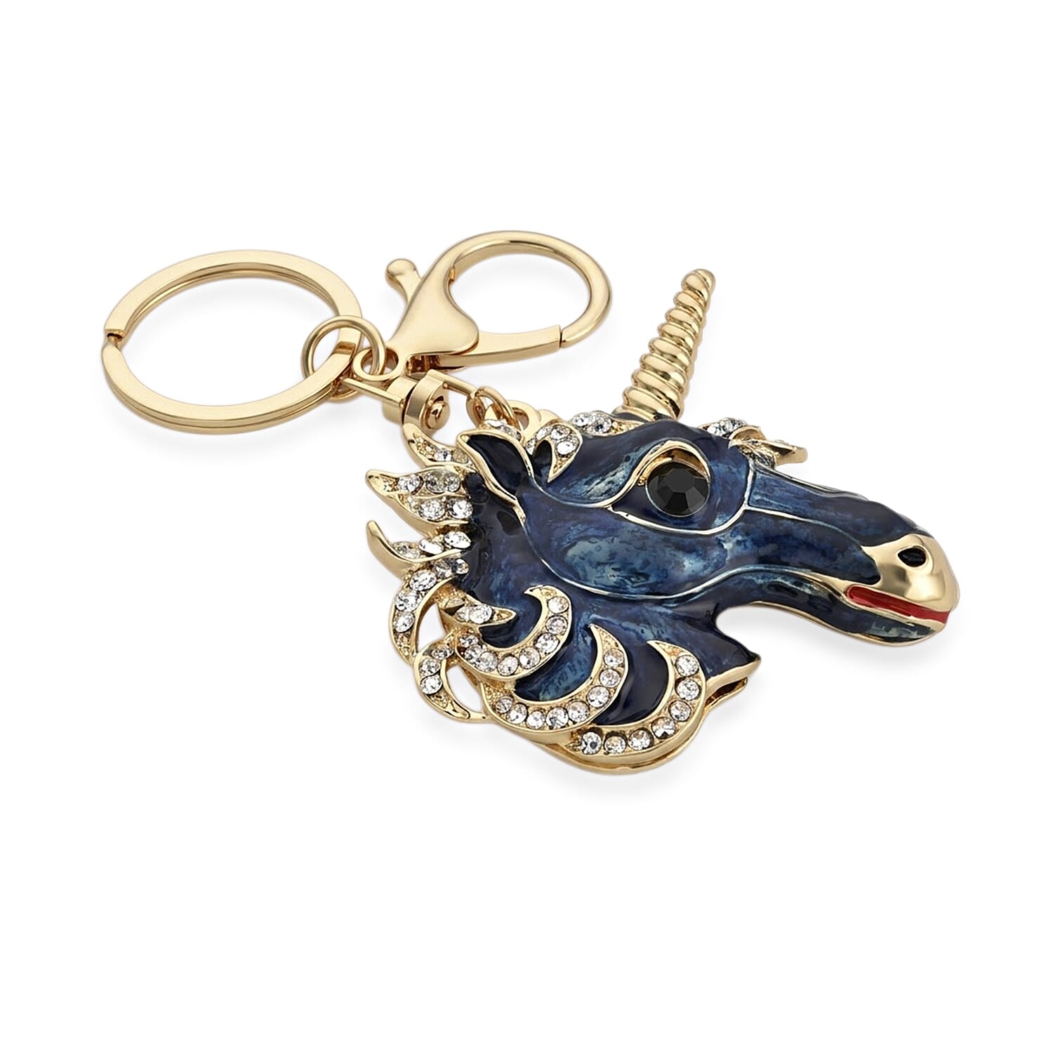 Set of 2 - Multi-Color Crystal Keychain in Unicorn & Dragon Design