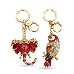 Set of 2 - Multi Colour Crystal Keychain in Christmas & Owl Design