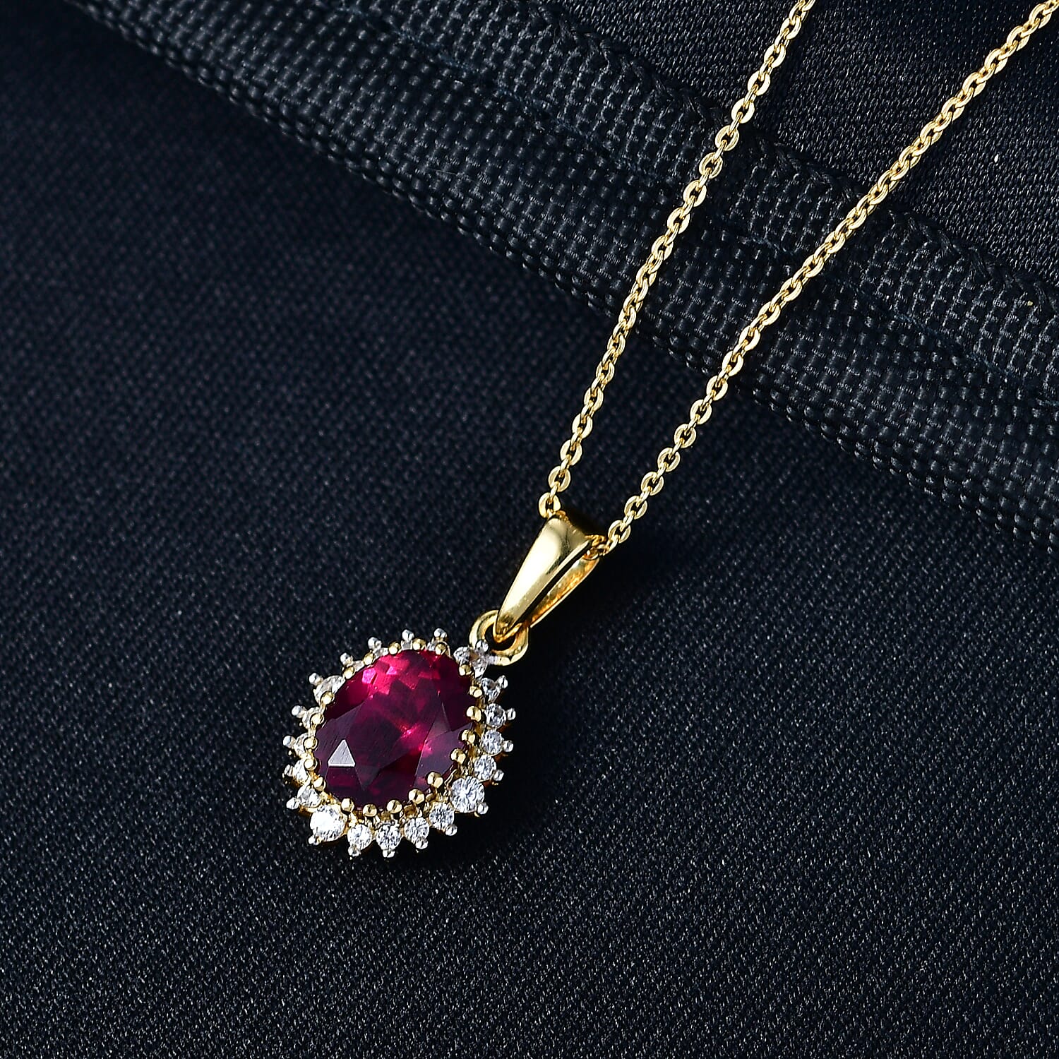 Rhodolite Garnet,  White Zircon Pendant with Torn Chain 19DC (Size 20) in 18K YG Vermeil Sterling Silver 0.40 ct  2.670  Ct.