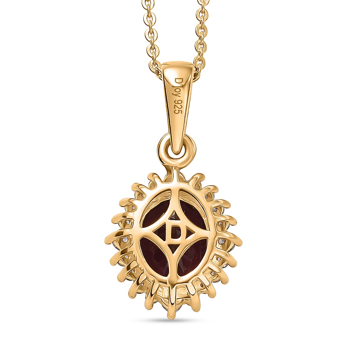 Rhodolite Garnet,  White Zircon Pendant with Torn Chain 19DC (Size 20) in 18K YG Vermeil Sterling Silver 0.40 ct  2.670  Ct.