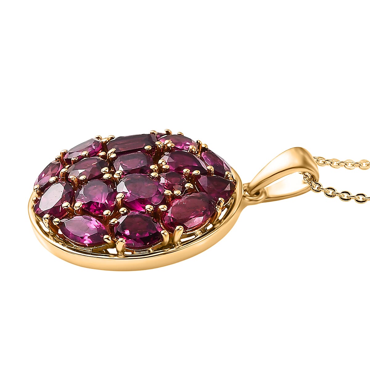 Rhodolite Garnet Pendant with Chain (Size 20) in 18K YG Plating Sterling Silver 5.44 ct  Silver Wt. 5.85 Gms  6.458  Ct.