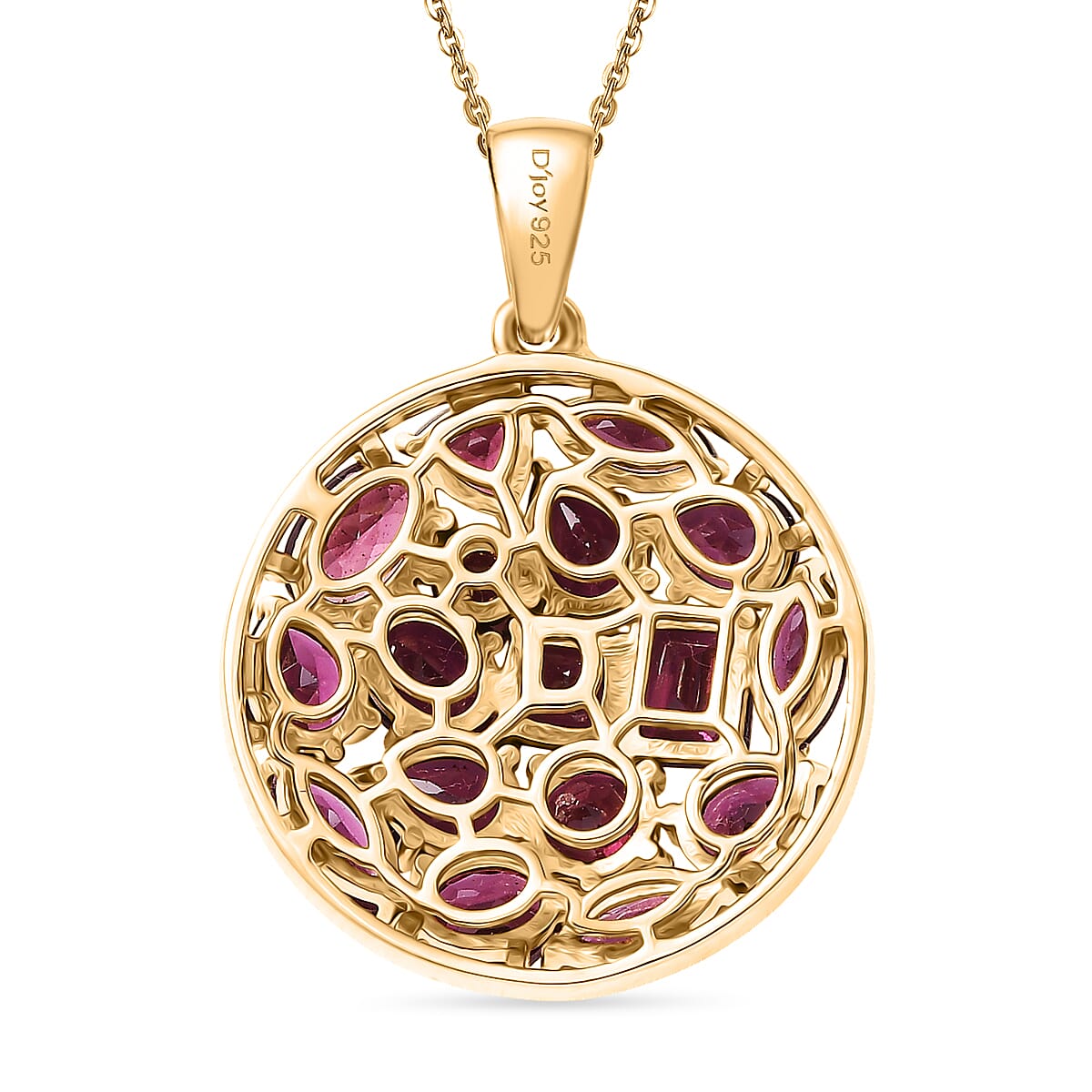 Rhodolite Garnet Pendant with Chain (Size 20) in 18K YG Plating Sterling Silver 5.44 ct  Silver Wt. 5.85 Gms  6.458  Ct.