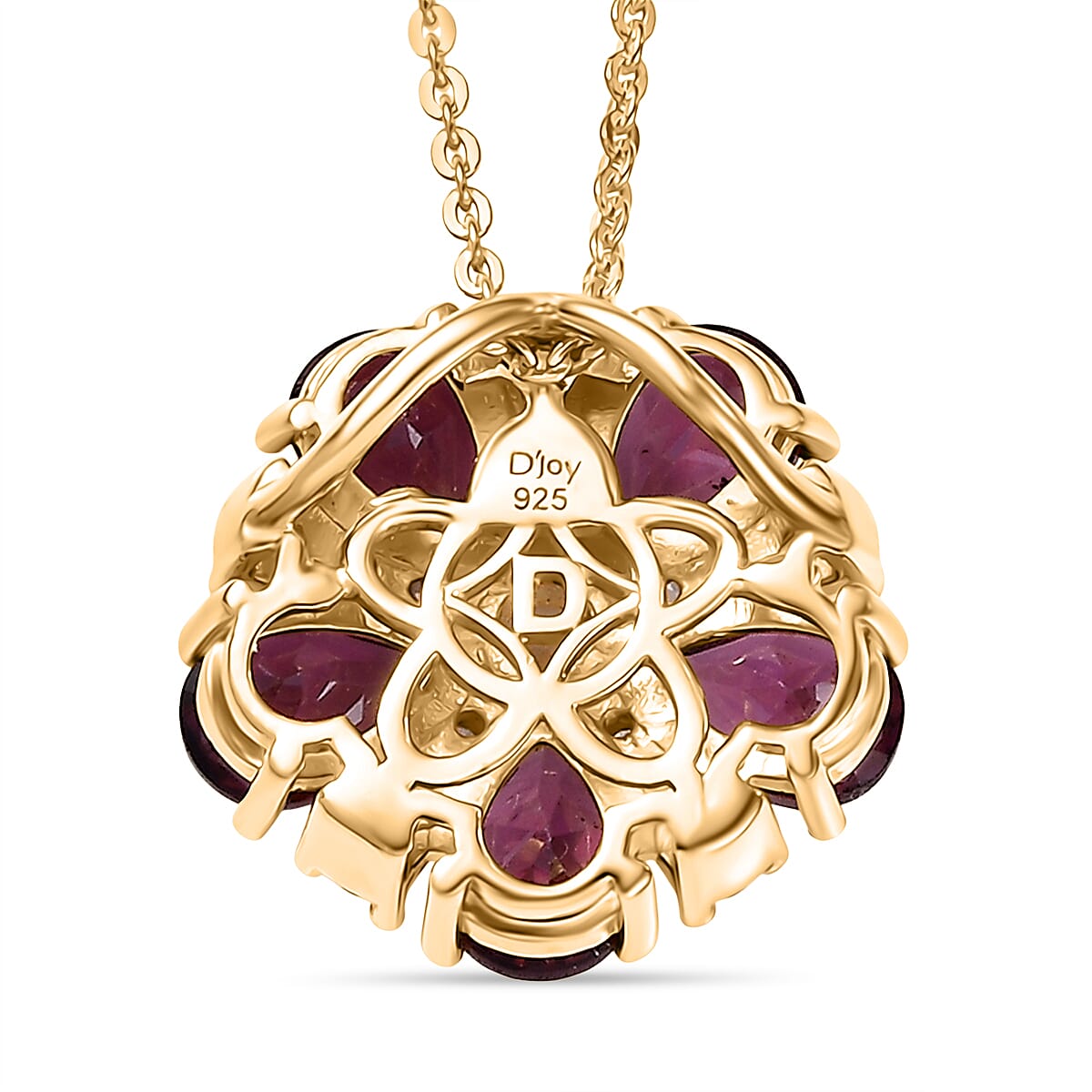 Rhodolite Garnet,  White Zircon Pendant with Chain (Size 20) in 18K YG Plating Sterling Silver 0.32 ct  3.150  Ct.