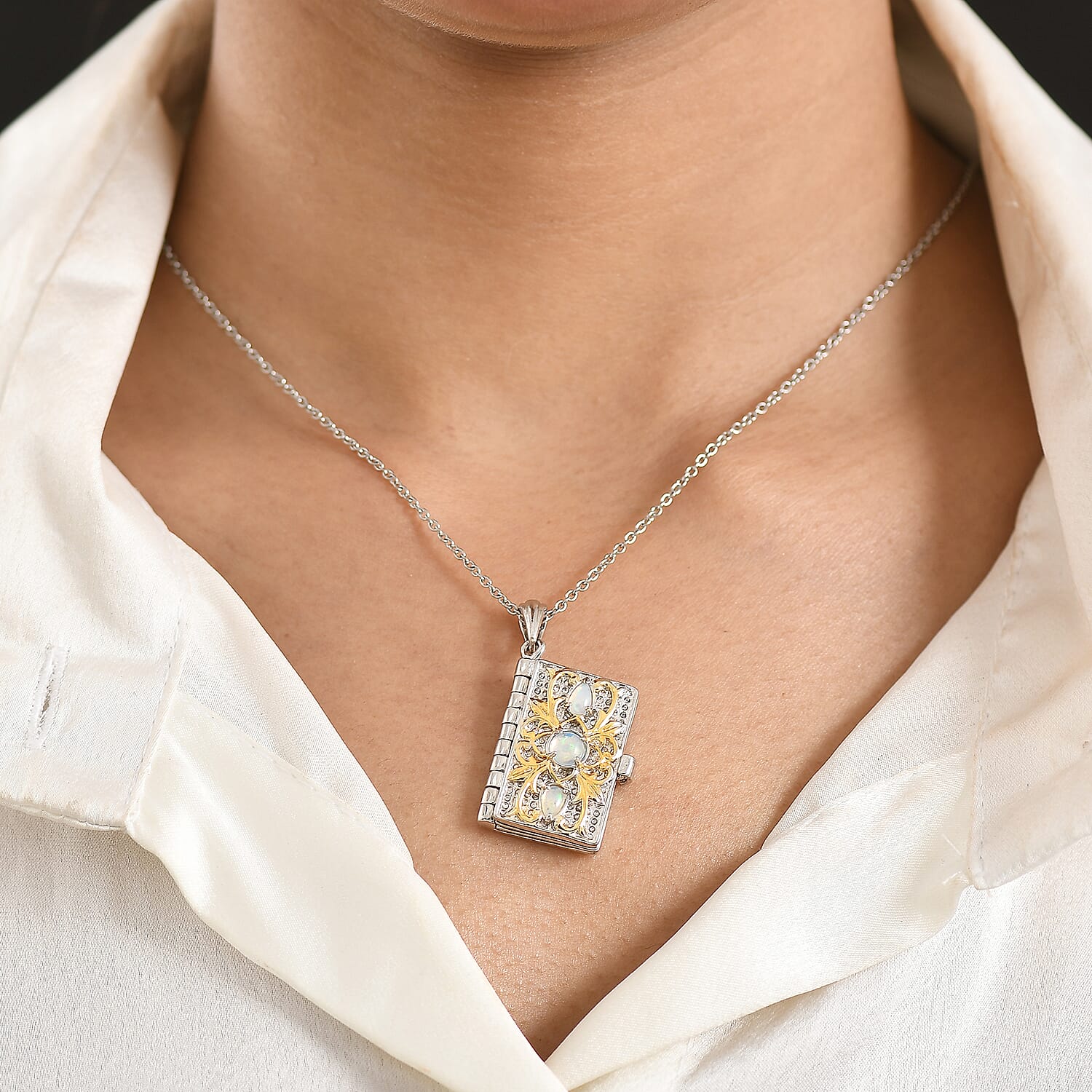 EverTrue Ethiopian Opal Bible Pendant with Chain (Size 20)