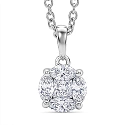 D'Joy Moissanite Pendant with Chain (Size 20) in Platinum Overlay Sterling Silver