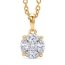 D'Joy Moissanite Pendant with Chain (Size 20) in Platinum Overlay Sterling Silver