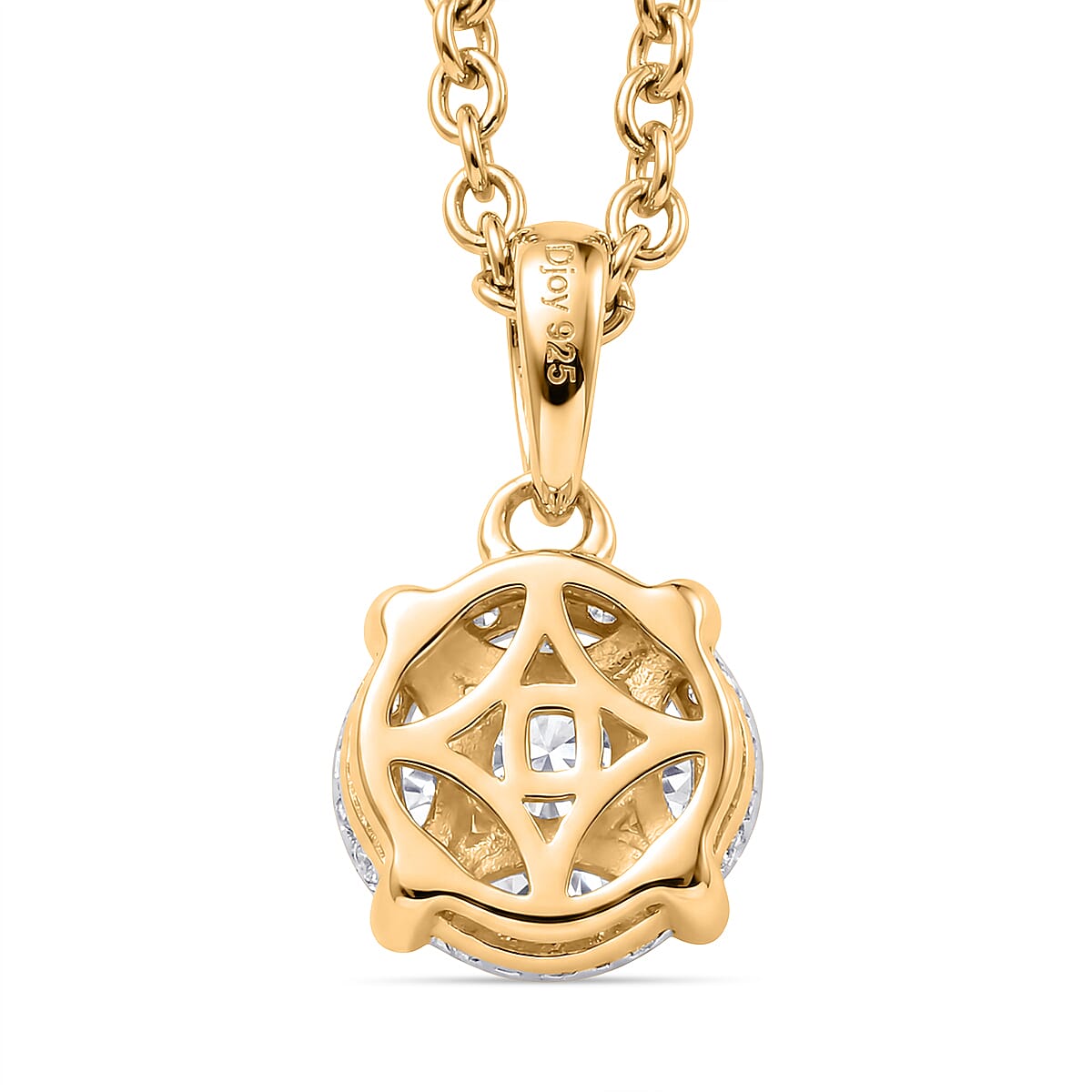 Moissanite Pendant with Chain (Size 20) in Yellow Gold Plated Sterling Silver