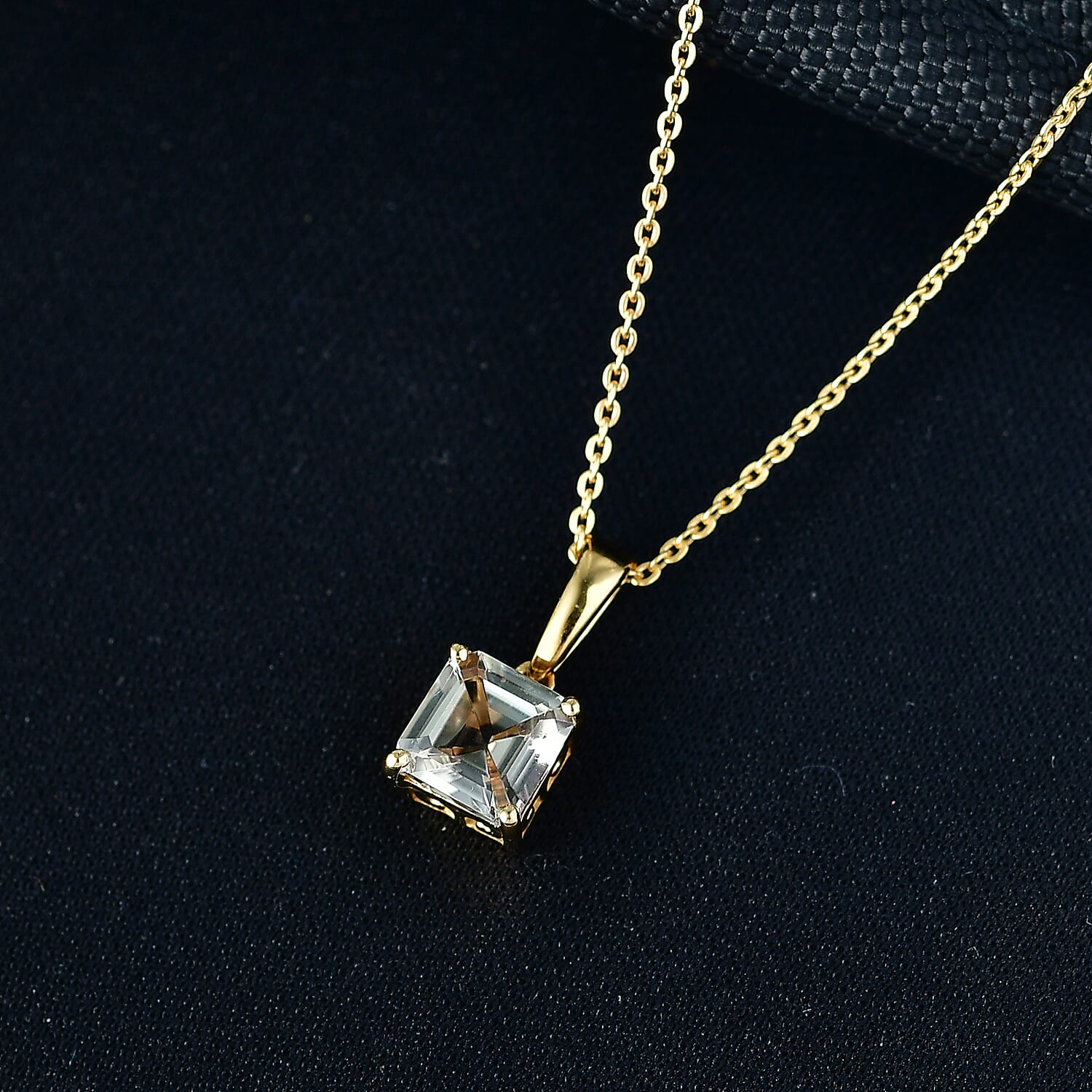 D'Joy Royal Asscher Cut AAA Natural Turkizite Pendant with Chain (Size 20) in 18K YG Vermeil Sterling Silver 1.25 Ct.