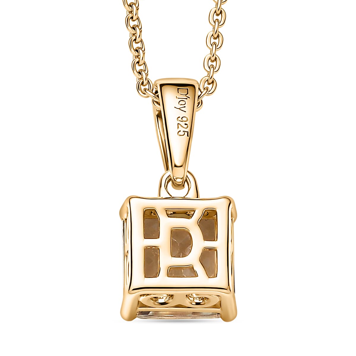 D'Joy Royal Asscher Cut AAA Natural Turkizite Pendant with Chain (Size 20) in 18K YG Vermeil Sterling Silver 1.25 Ct.