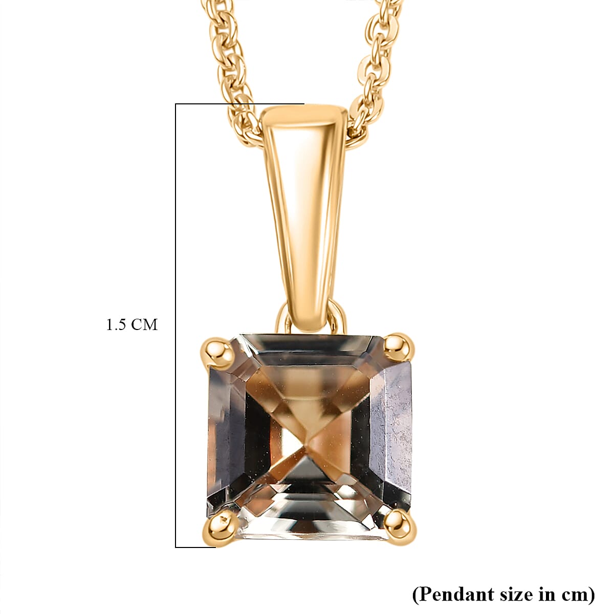 D'Joy Royal Asscher Cut AAA Natural Turkizite Pendant with Chain (Size 20) in 18K YG Vermeil Sterling Silver 1.25 Ct.