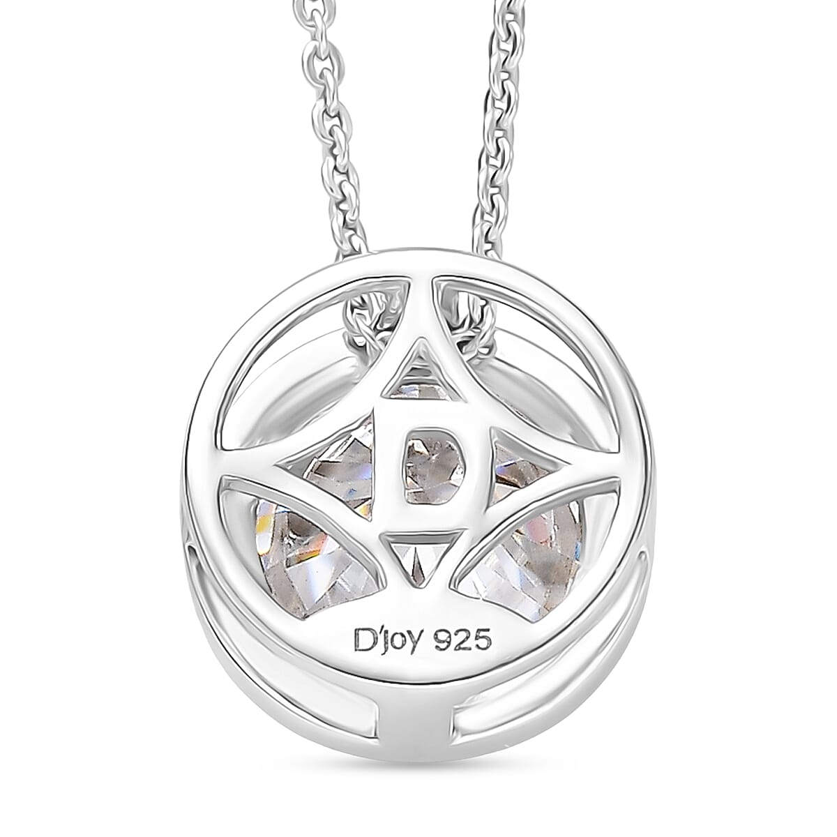 D'Joy Moissanite Solitaire Pendant with Chain (Size 20) in Platinum Overlay Sterling Silver 2.55 Ct.