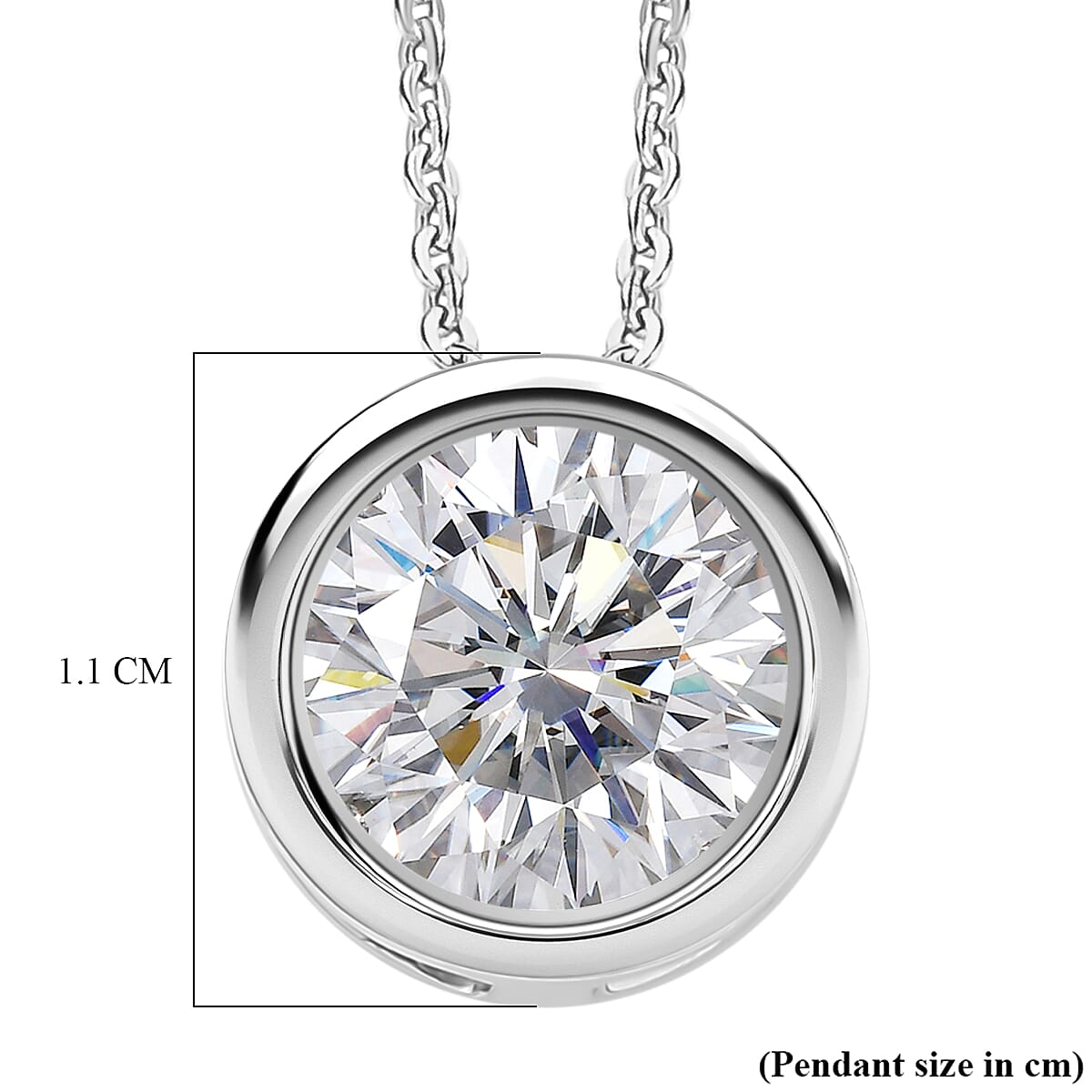D'Joy Moissanite Solitaire Pendant with Chain (Size 20) in Platinum Overlay Sterling Silver 2.55 Ct.