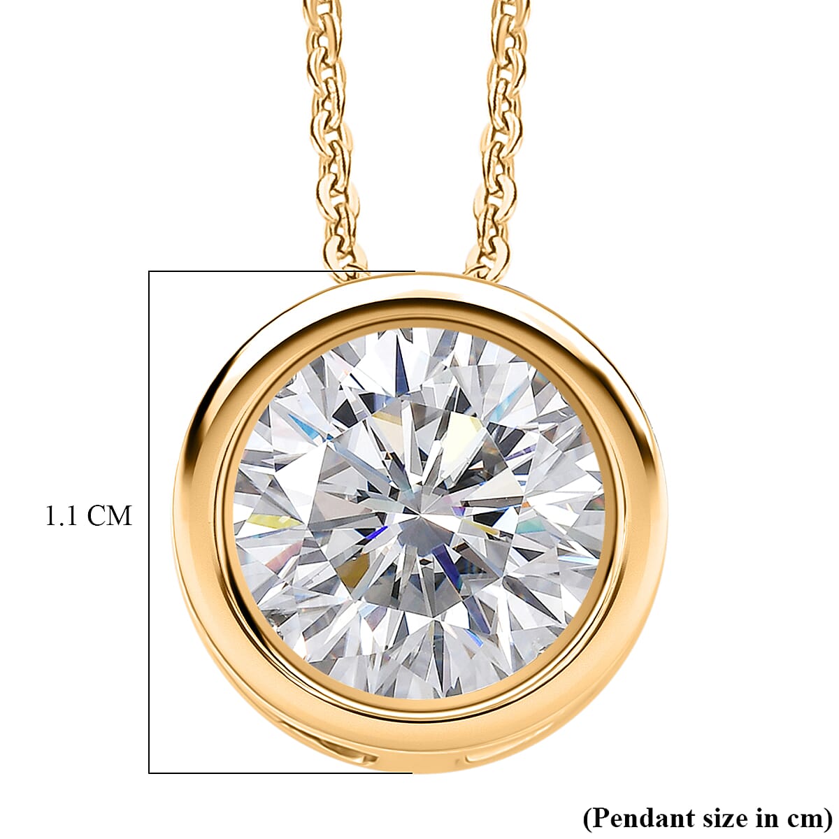 D'Joy Moissanite Solitaire Pendant with Chain (Size 20) in Yellow Gold Plated Sterling Silver 2.55 Ct.