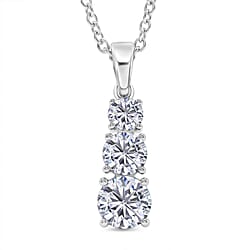 Moissanite Sterling Silver Pendant with Chain (Size 20) 1.44 Ct.