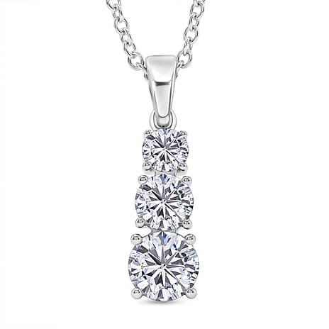 Moissanite Sterling Silver Pendant with Chain (Size 20) 1.44 Ct.