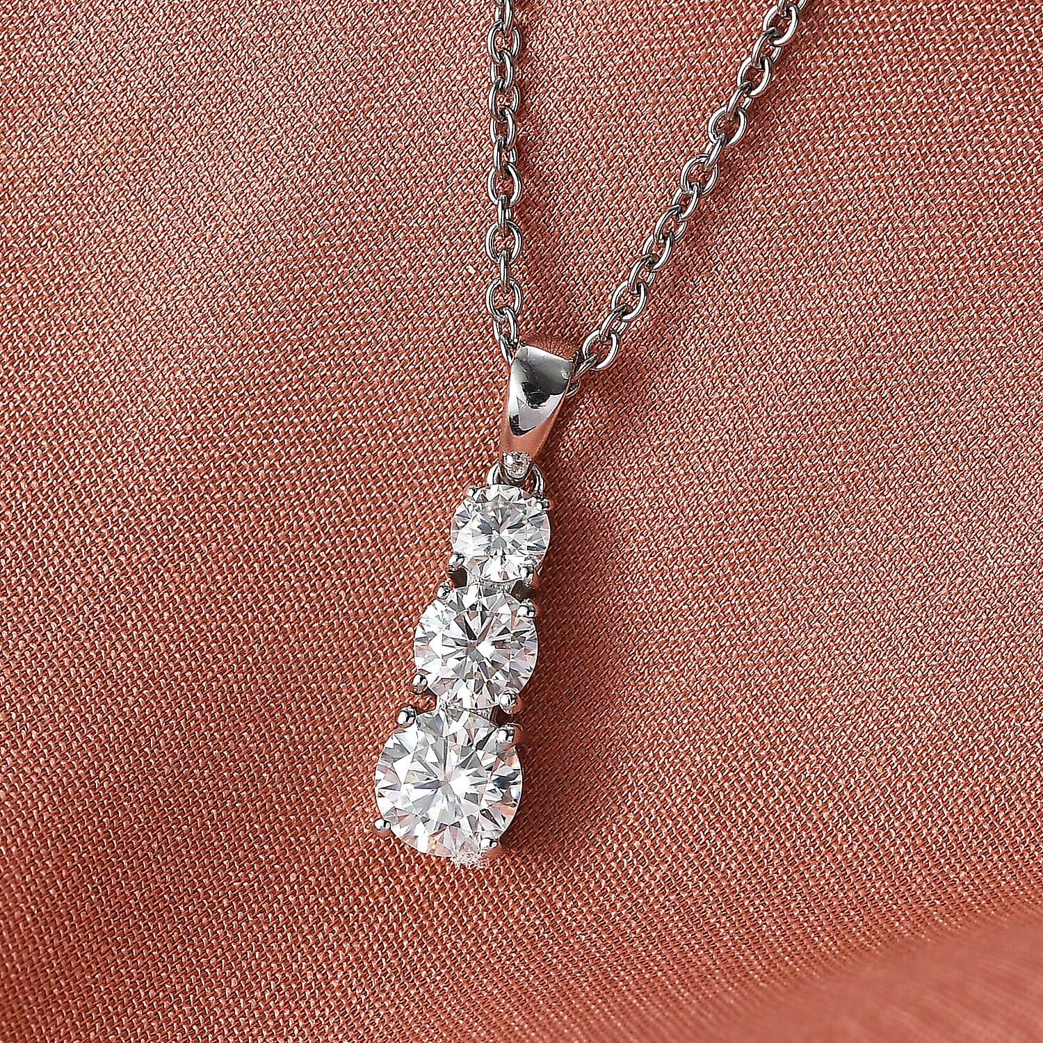 Moissanite Sterling Silver Pendant with Chain (Size 20) 1.44 Ct.