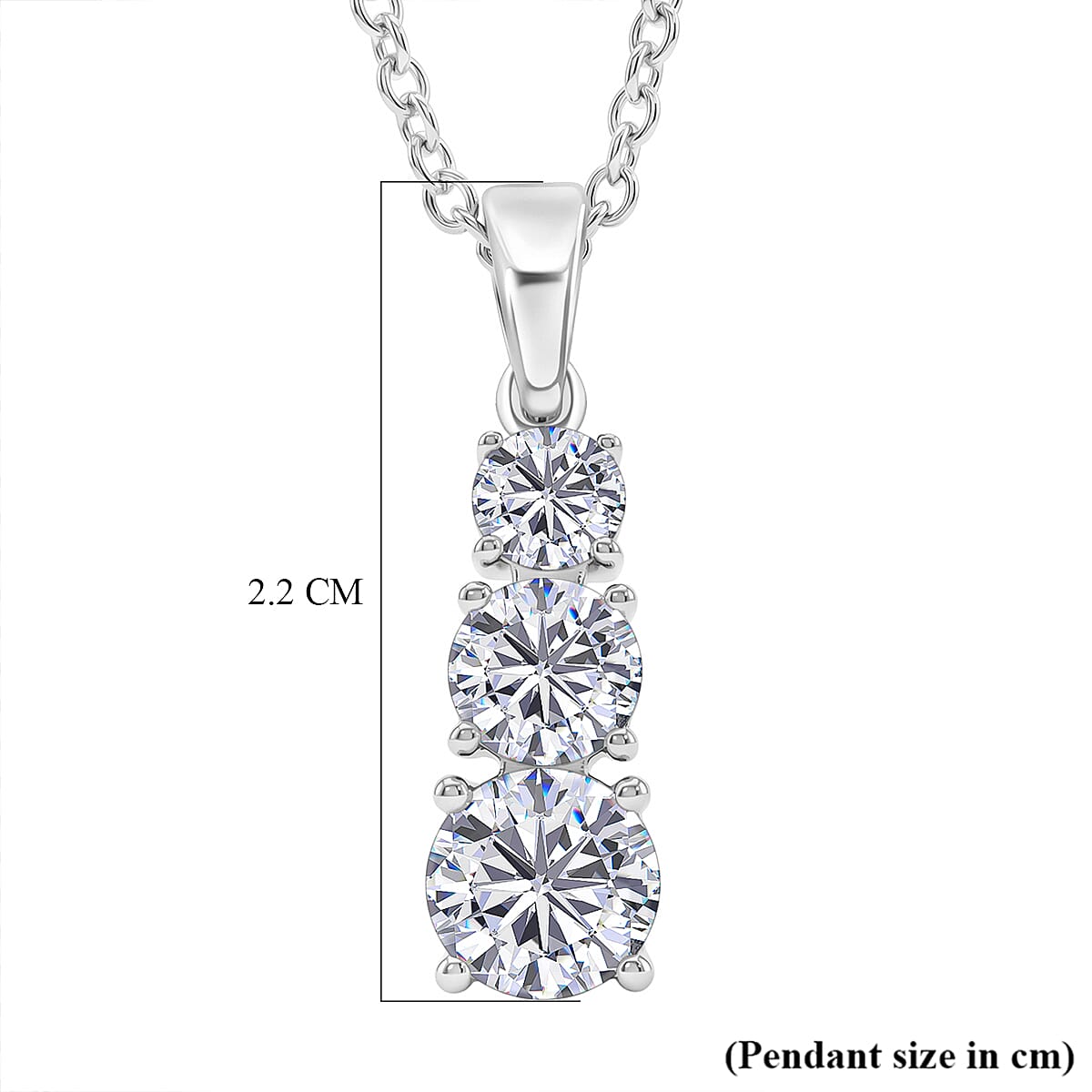 Moissanite Sterling Silver Pendant with Chain (Size 20) 1.44 Ct.