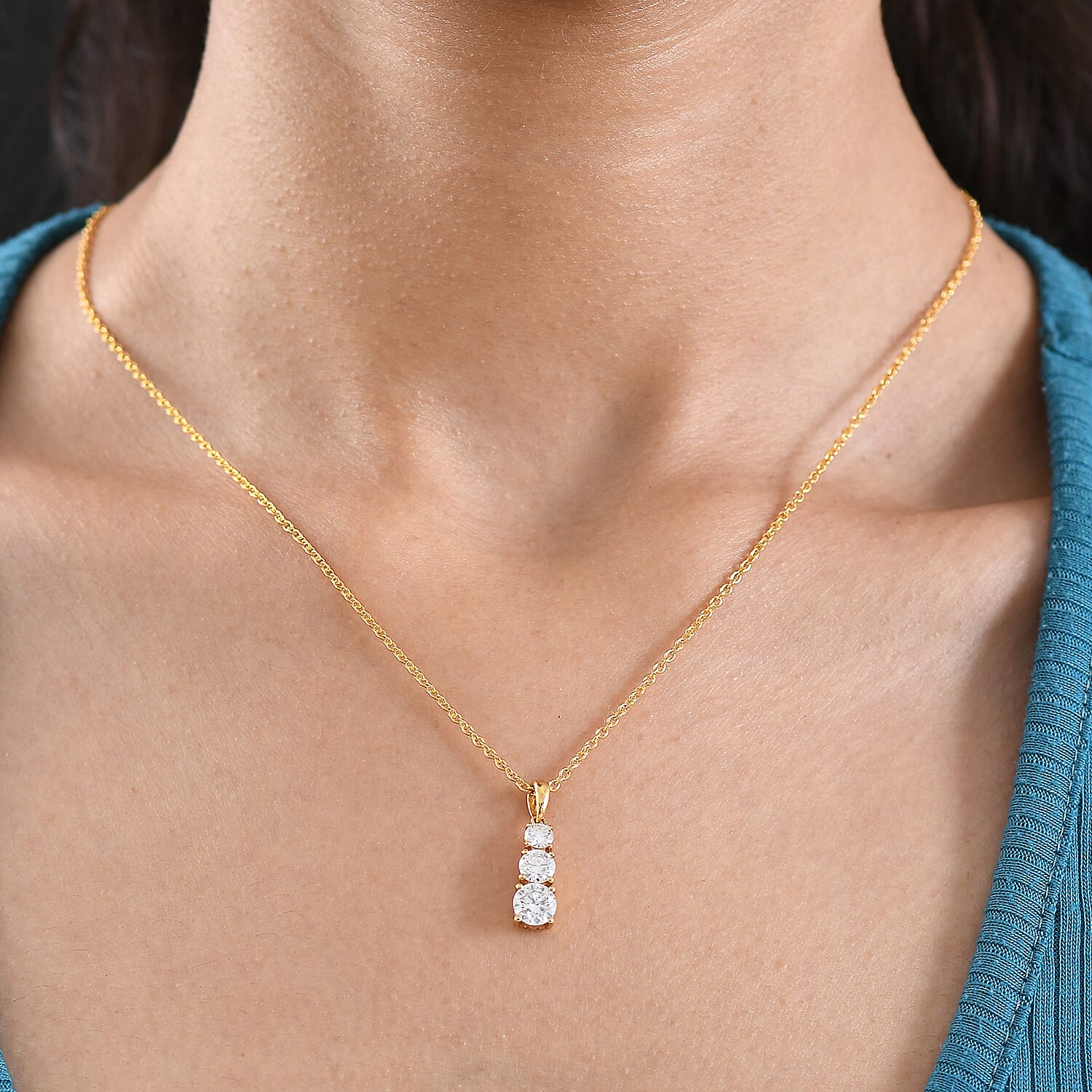 Moissanite Gold Over Sterling Silver Pendant with Chain (Size 20) 1.44 Ct.