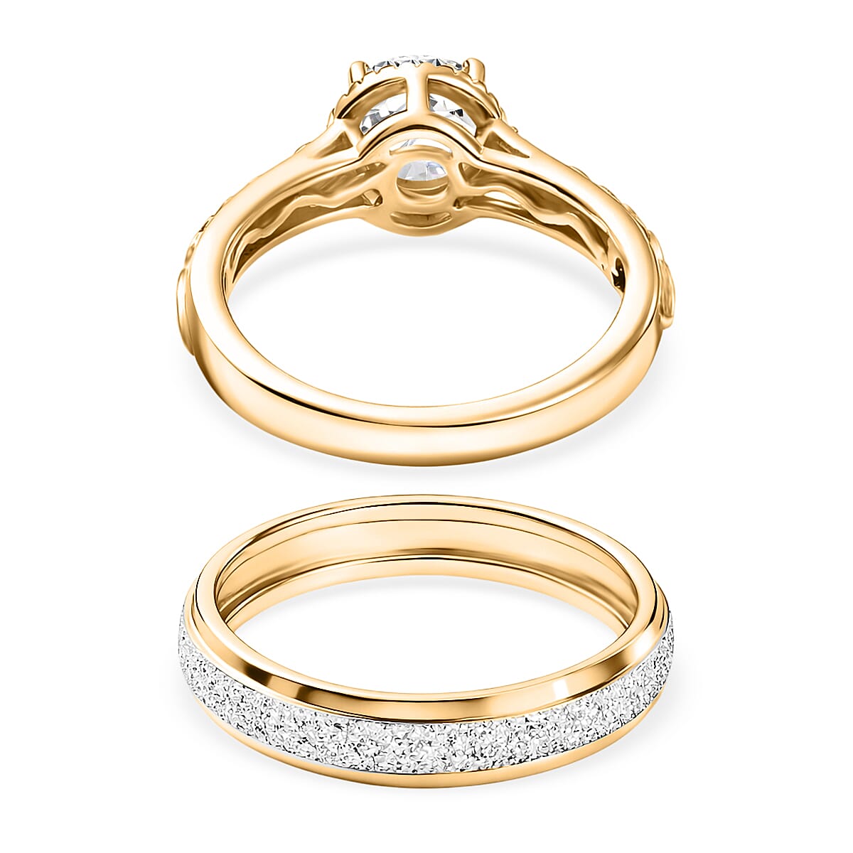 Set of 2 - D'Joy Moissanite Band Ring in Sterling Silver